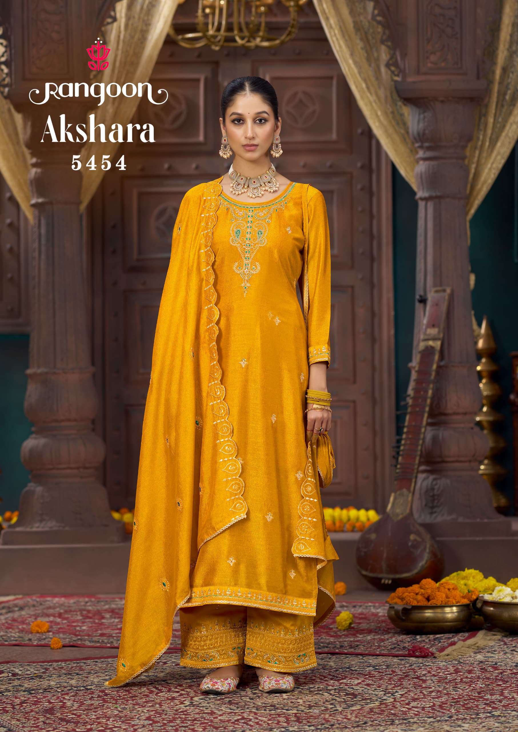 AKSHARA BY RANGOON IN SILK WITH FANCY CODE WORK AND HAND PURSE WITH FULL INNER