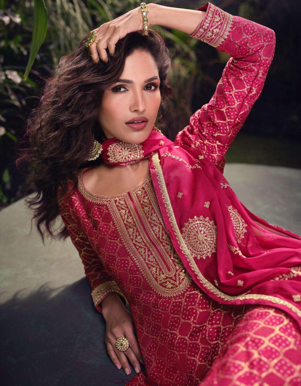 AKSHARA BY SAYURI DESIGNER IN PURE VISCOS JACQUARD SILK WITH EMBROIDERED