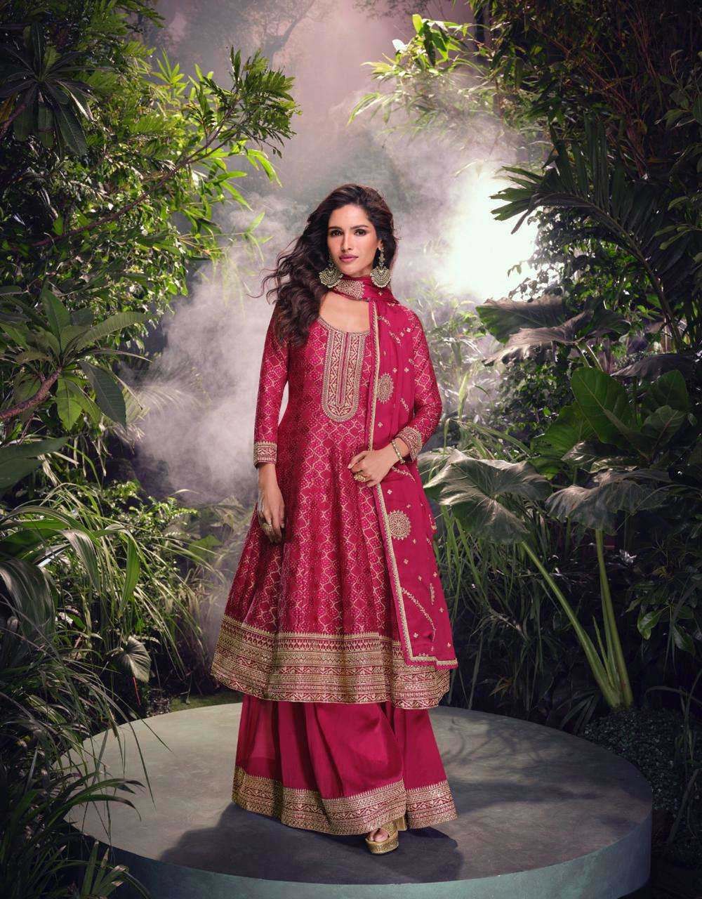AKSHARA BY SAYURI DESIGNER IN PURE VISCOS JACQUARD SILK WITH EMBROIDERED