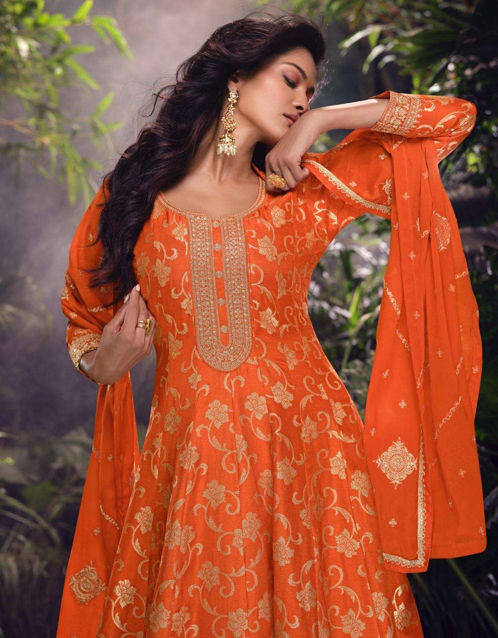 AKSHARA BY SAYURI DESIGNER IN PURE VISCOS JACQUARD SILK WITH EMBROIDERED