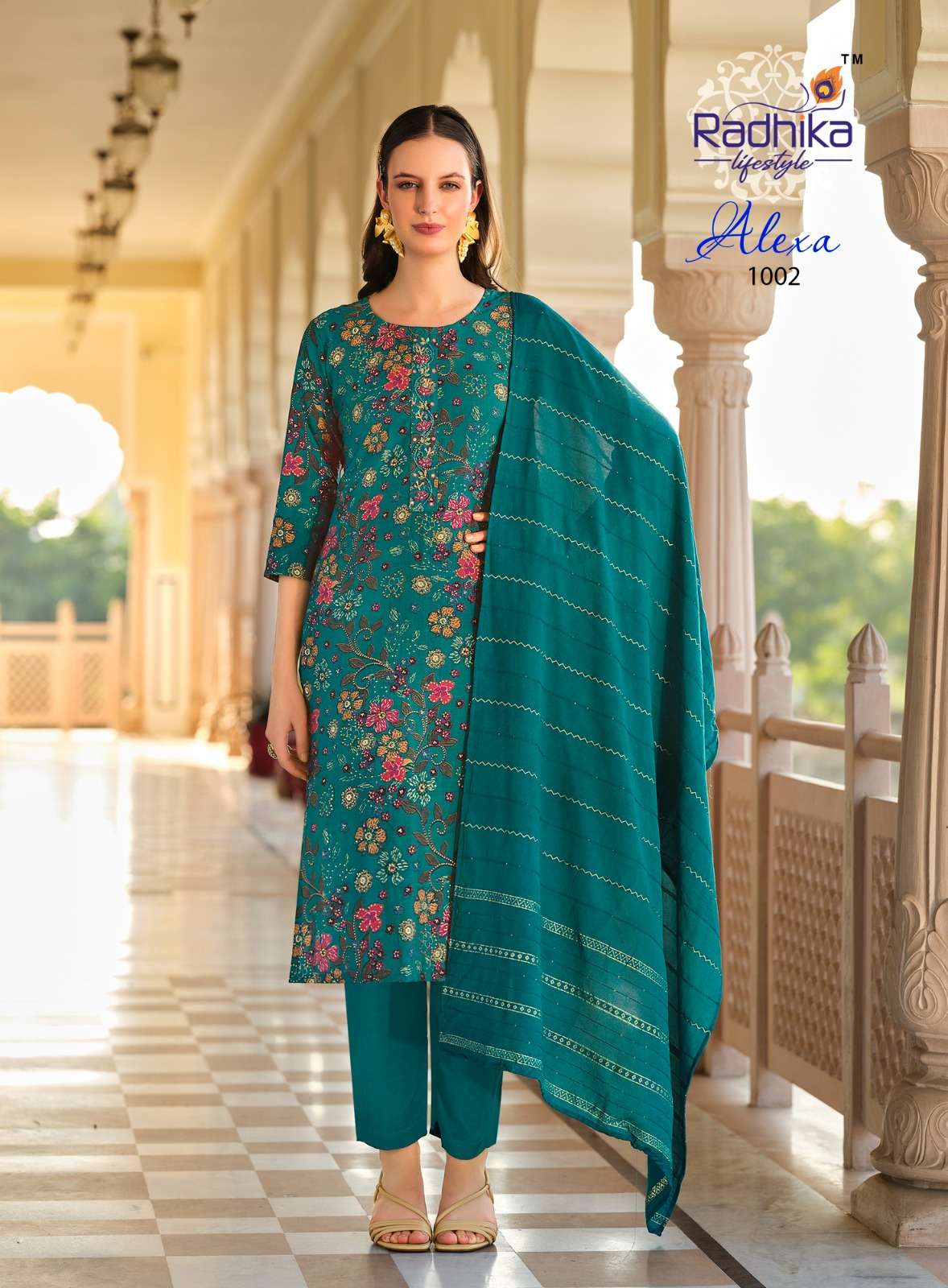 ALEXA VIL-1 BY RADHIKA LIFE STYLE IN VERTICAN  SILK FOIL PRINT WITH HANDWORK 