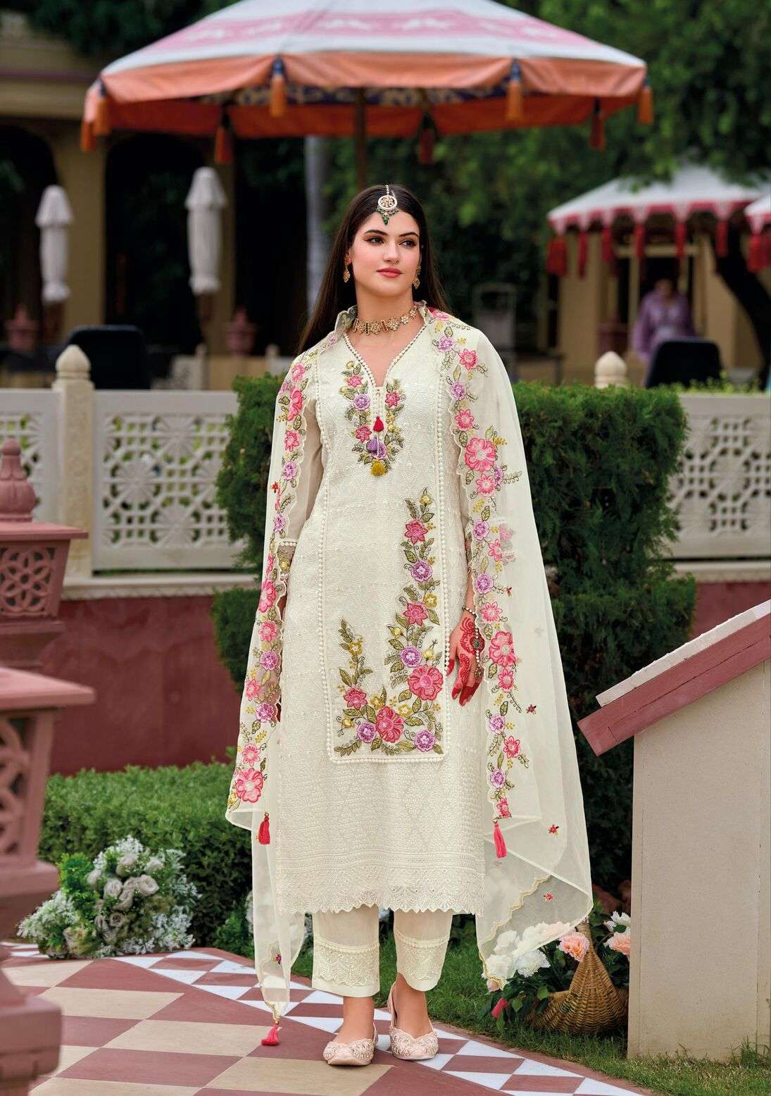 ALFAZ BY KAILEE FASHION IN PURE VISCOSE ORGANJA WITH DESIGNER  WORK