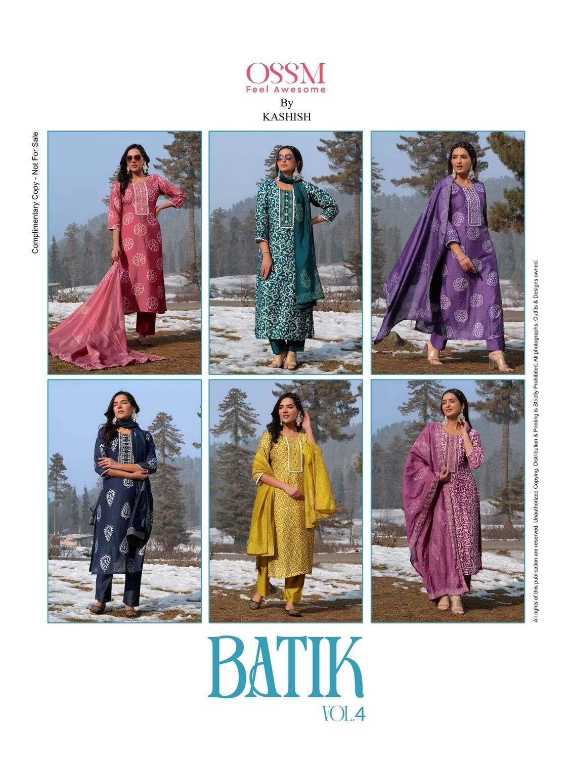 BATIK VOL-4 BY OSSM CHANDERI BATIK PRINT WITH INNER & LACE WORK KURTI PANT WITH DUPATTA 