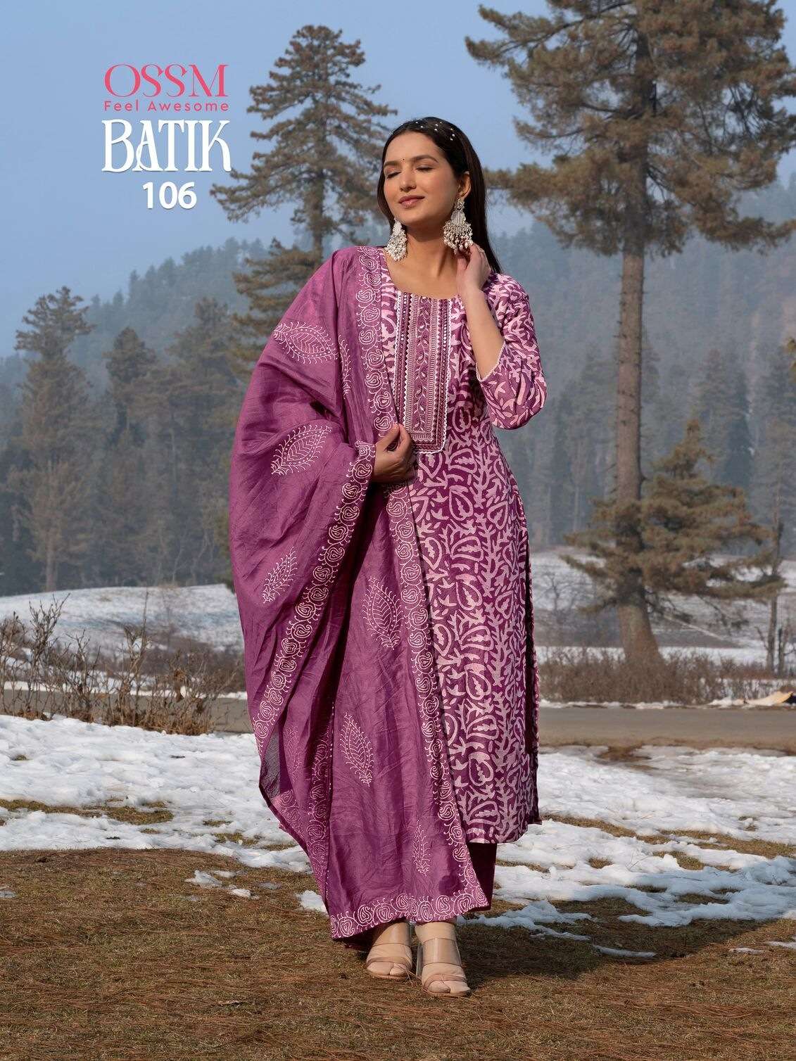 BATIK VOL-4 BY OSSM CHANDERI BATIK PRINT WITH INNER & LACE WORK KURTI PANT WITH DUPATTA 