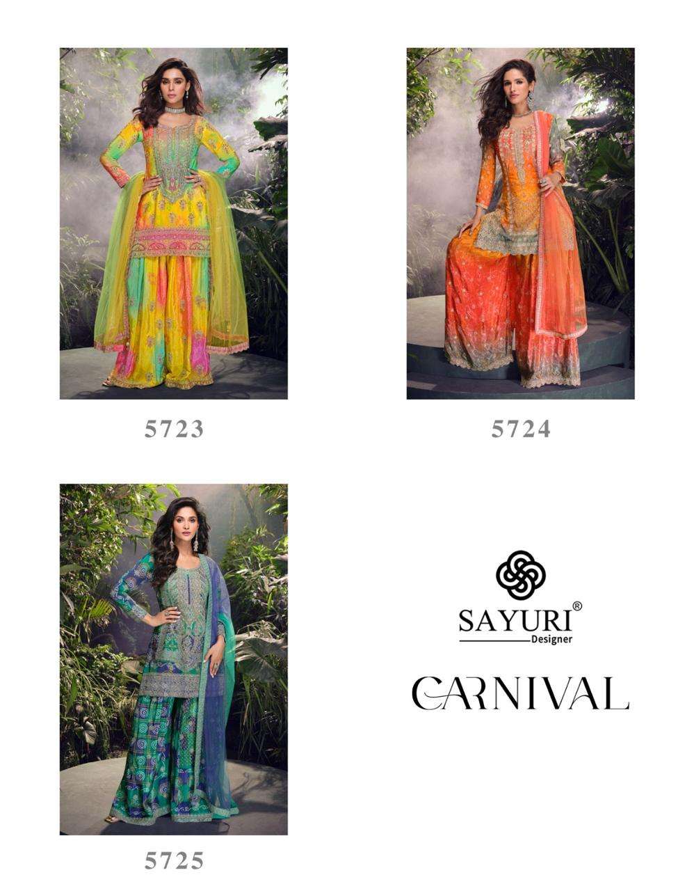 CARNIVAL BY SAYURI DESIGNER IN PREMIUM REAL CHINON SILK HEAVY LOOK EMBROIDERED TOP WITH HAND MIRROR WORK