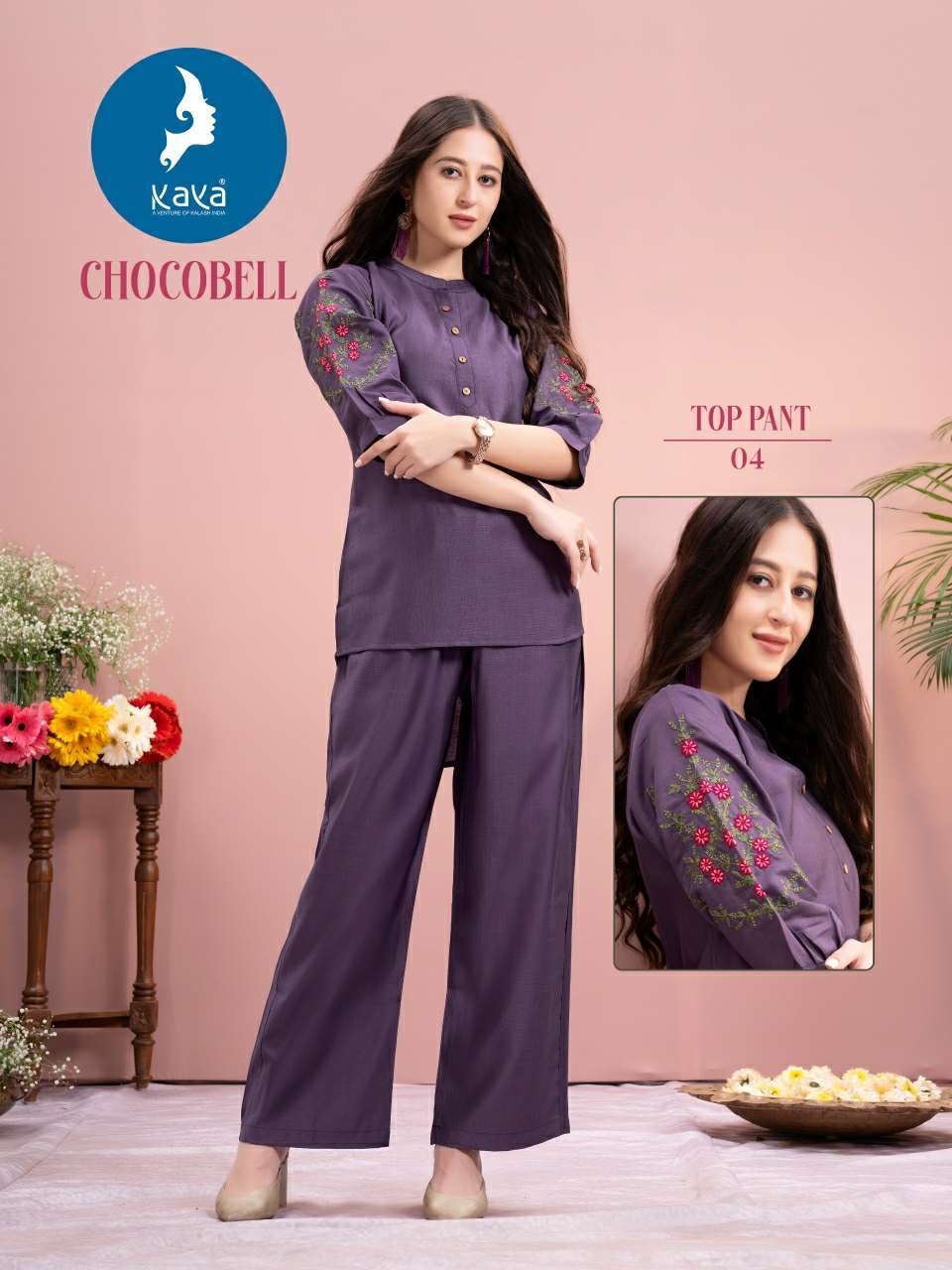 CHOCOBELL BY KAYA KURTI IN VATICAN SILK 2 PIECE FANCY CO-ORD SET