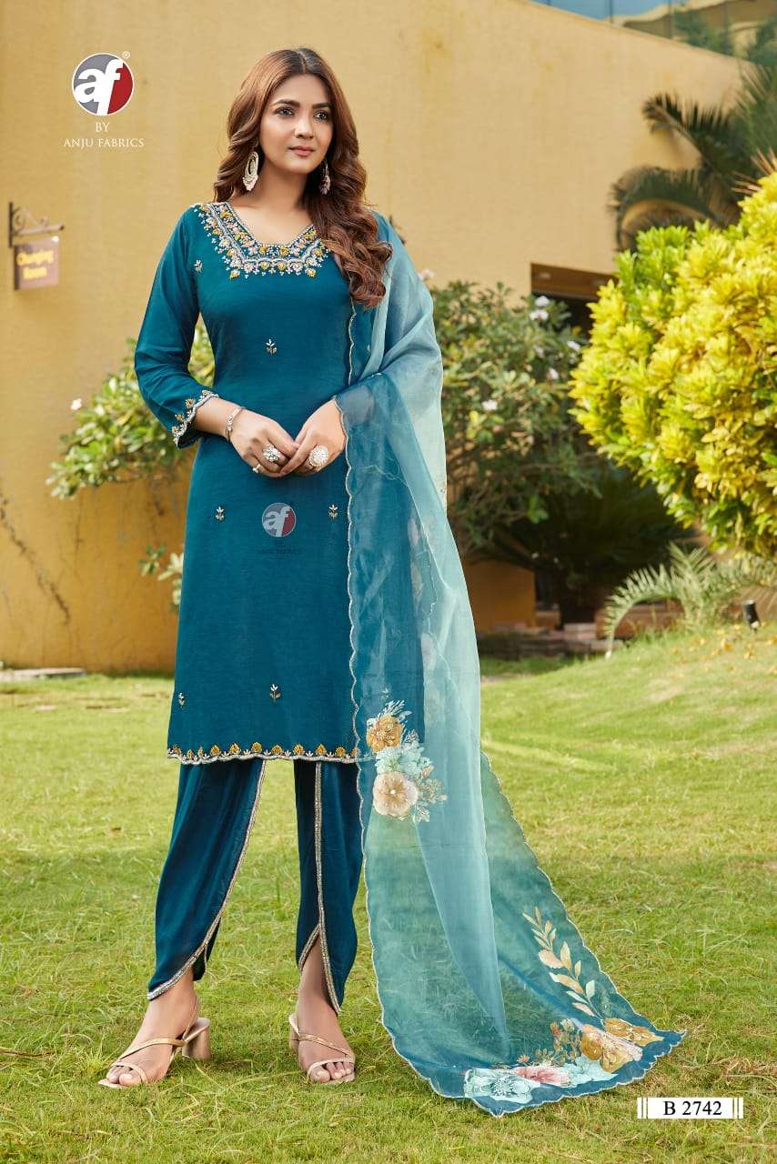 D.NO:- B 2742 BY ANJU FABRICS IN PURE DOLA SILK WITH PURE HEAVY HANDWORK 