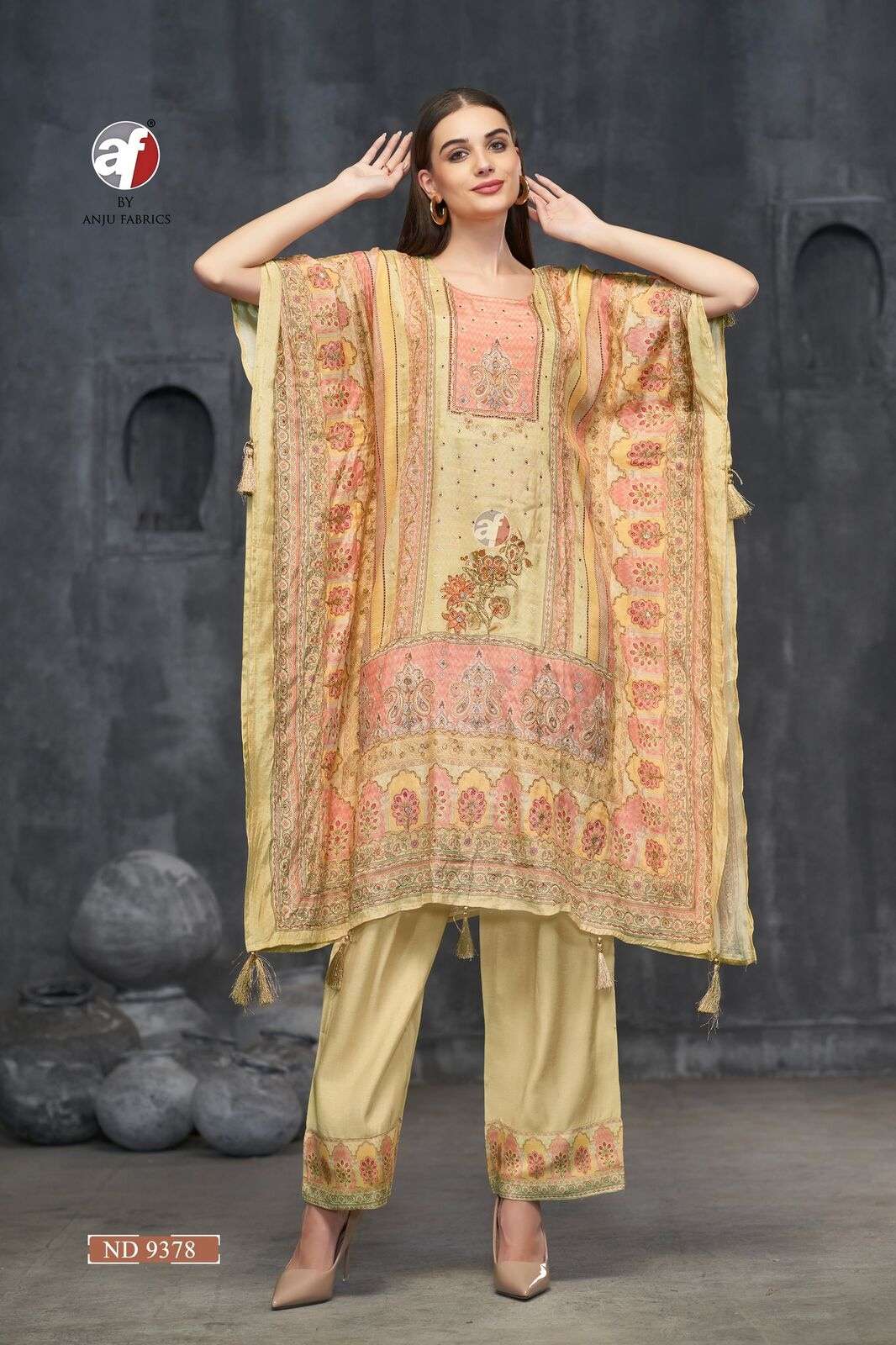 D.NO:- ND 9378 BY ANJU FABRICS IN BLENDED VISCOSE WITH PURE HEAVY HANDWORK 