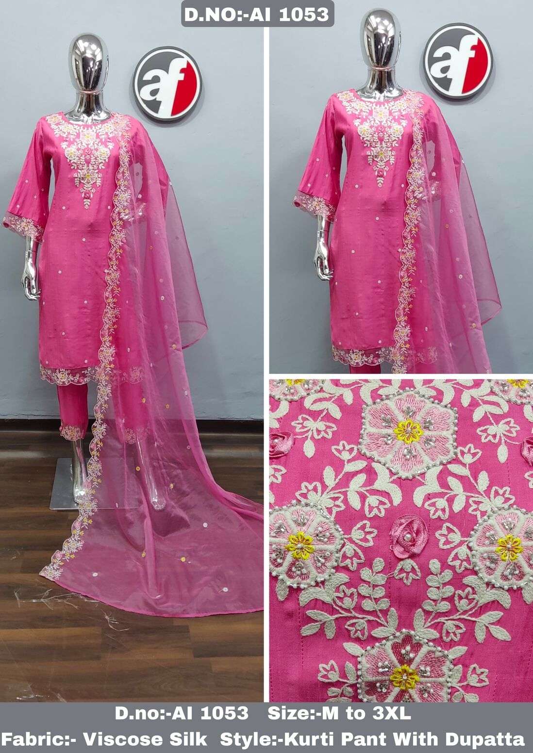 DESIGN NO- AI 1053 BY ANJU FABRICS IN VISCOSE SILK WITH EMBROIDERY AND HANDWORK