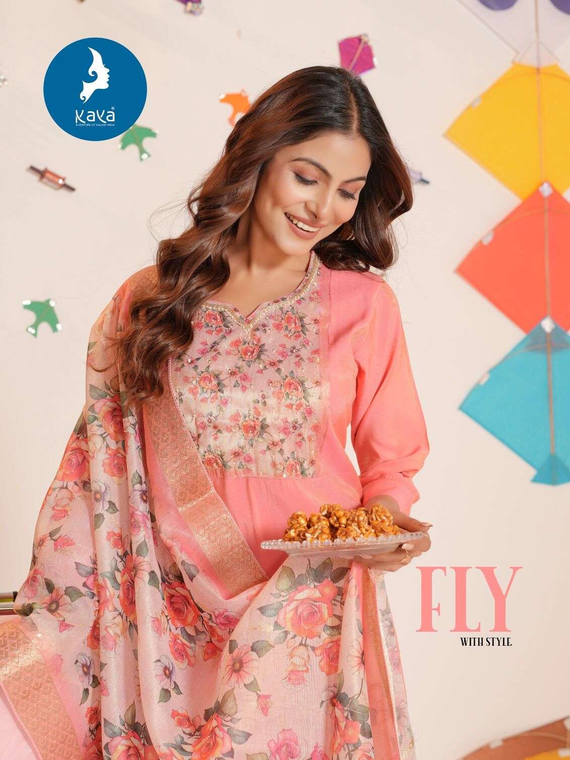 DEVI BY KAYA KURTI IN ROMAN SHIMMER WITH ONESIDE POCKET 3 PIECE CONCEPT WITH STRAIGHT CUT