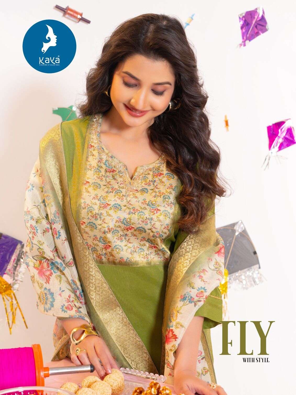 DEVI BY KAYA KURTI IN ROMAN SHIMMER WITH ONESIDE POCKET 3 PIECE CONCEPT WITH STRAIGHT CUT