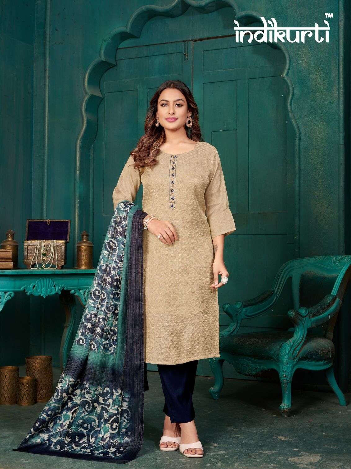 DIVYA -2 BY INDIKURTI IN SCHIFFLI PREMIUM ERODE SILK WITH HAND WORK 