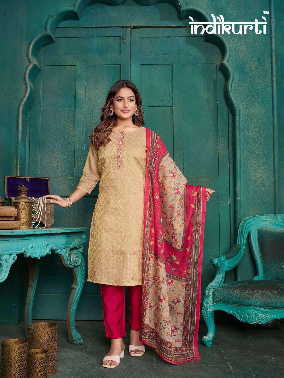 DIVYA -2 BY INDIKURTI IN SCHIFFLI PREMIUM ERODE SILK WITH HAND WORK 