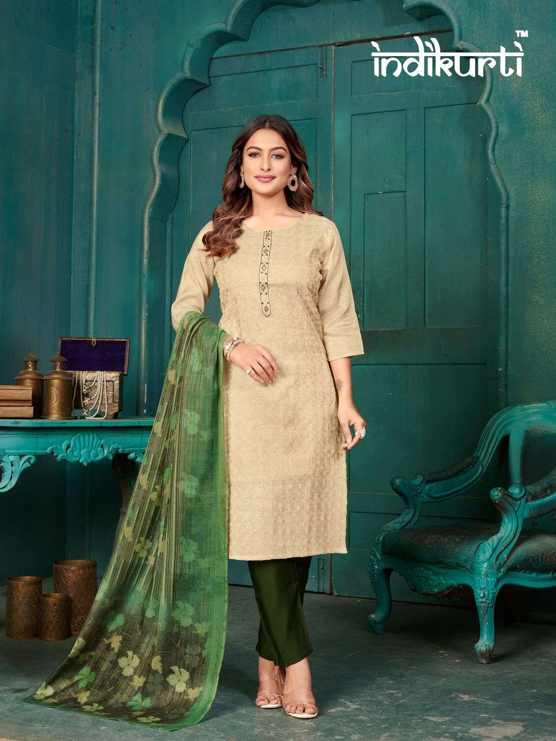 DIVYA -2 BY INDIKURTI IN SCHIFFLI PREMIUM ERODE SILK WITH HAND WORK 