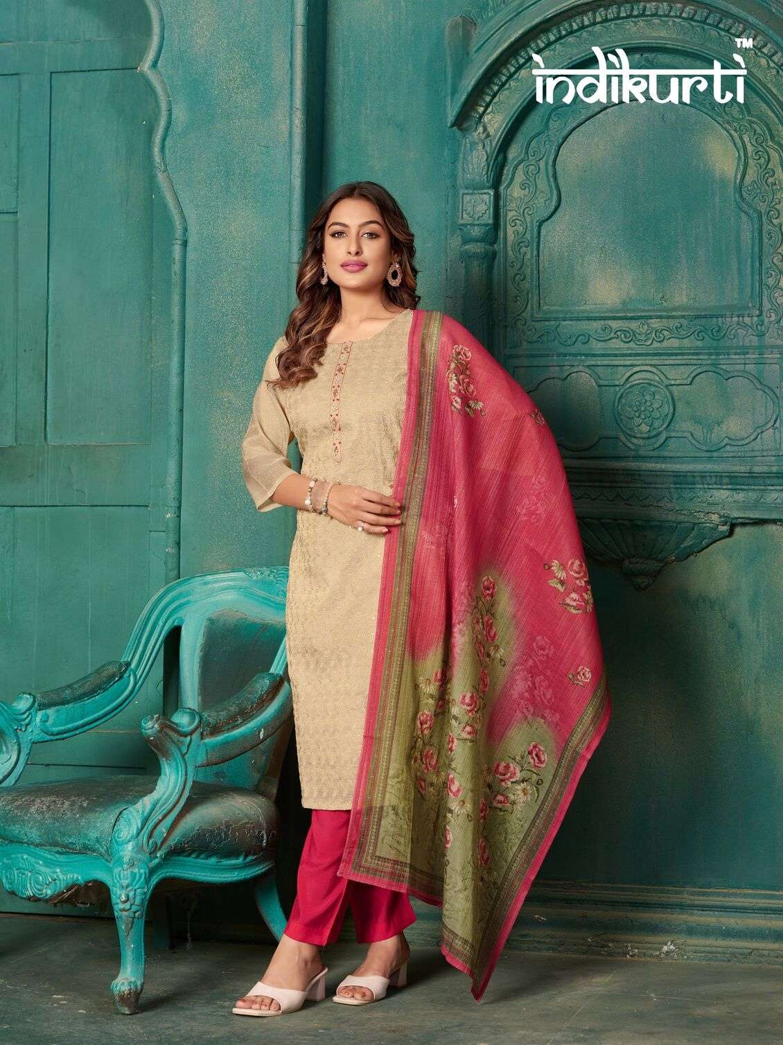 DIVYA -2 BY INDIKURTI IN SCHIFFLI PREMIUM ERODE SILK WITH HAND WORK 