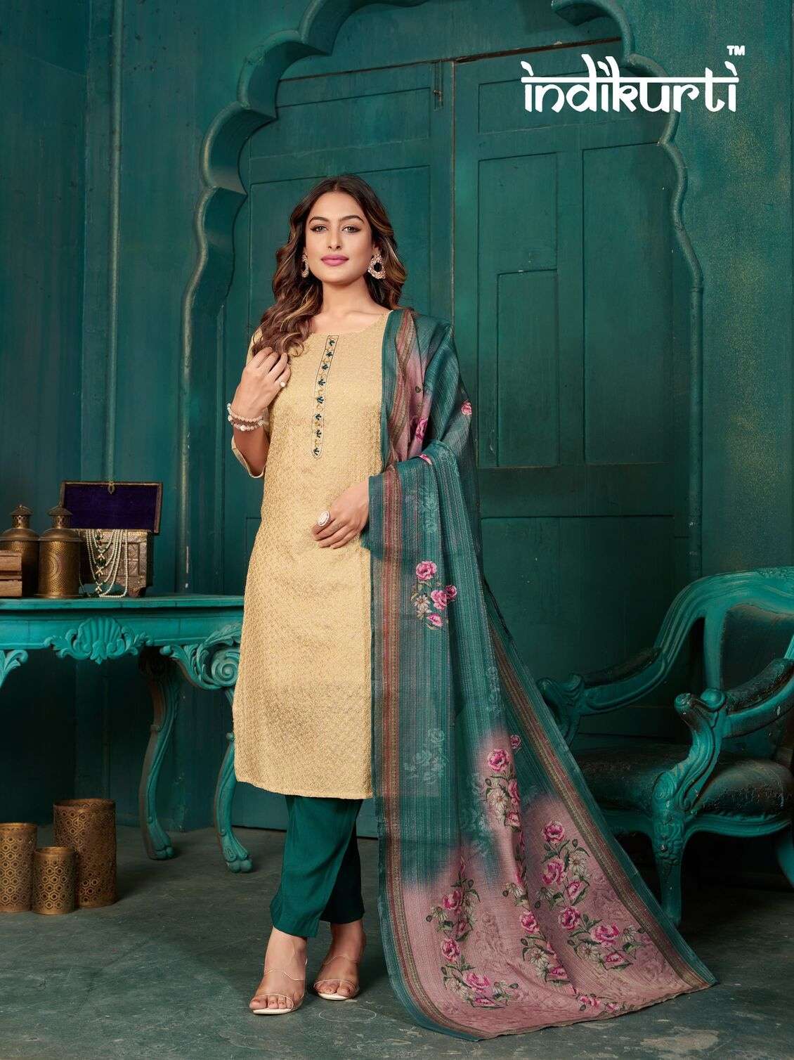 DIVYA -2 BY INDIKURTI IN SCHIFFLI PREMIUM ERODE SILK WITH HAND WORK 