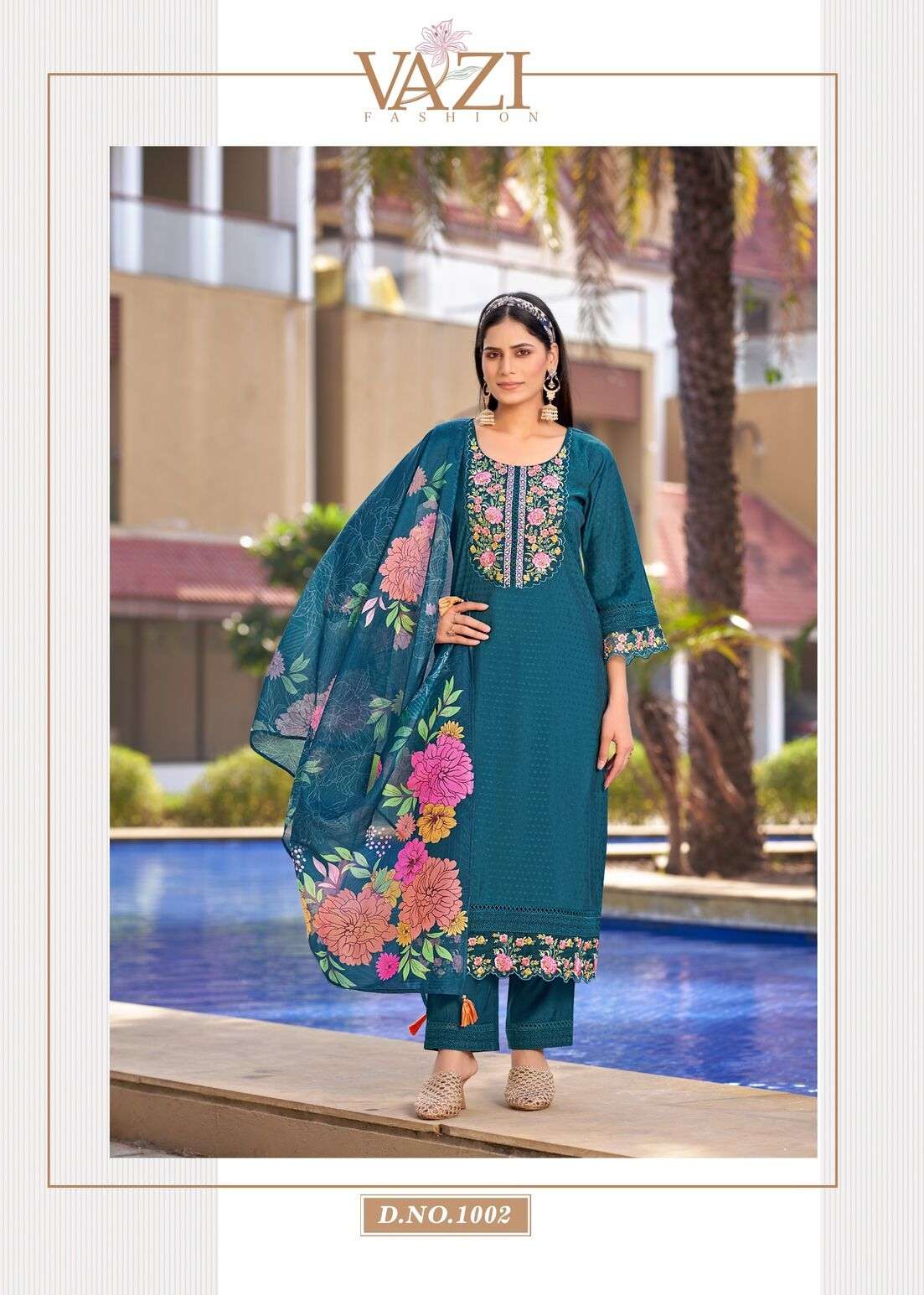 FIZA BY VAZI FASHION IN PURE VISCOSE SELF BUTTI WITH DESGINER FANCY THERD WITH HAND WORK