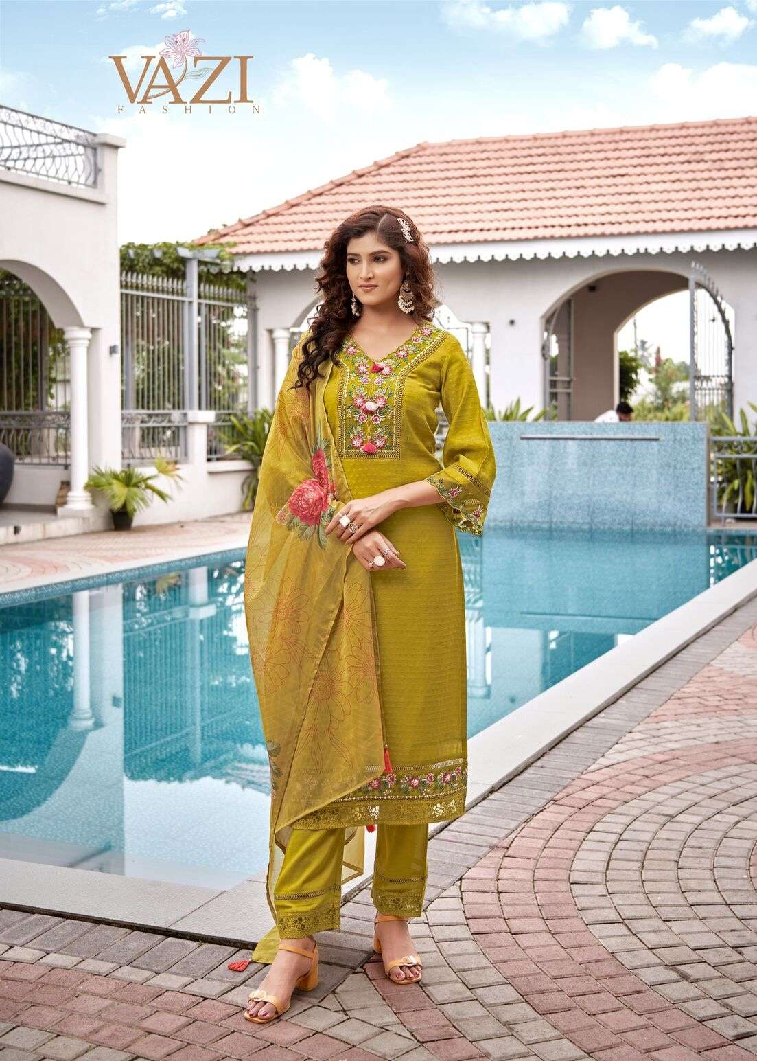 FIZA BY VAZI FASHION IN PURE VISCOSE SELF BUTTI WITH DESGINER FANCY THERD WITH HAND WORK