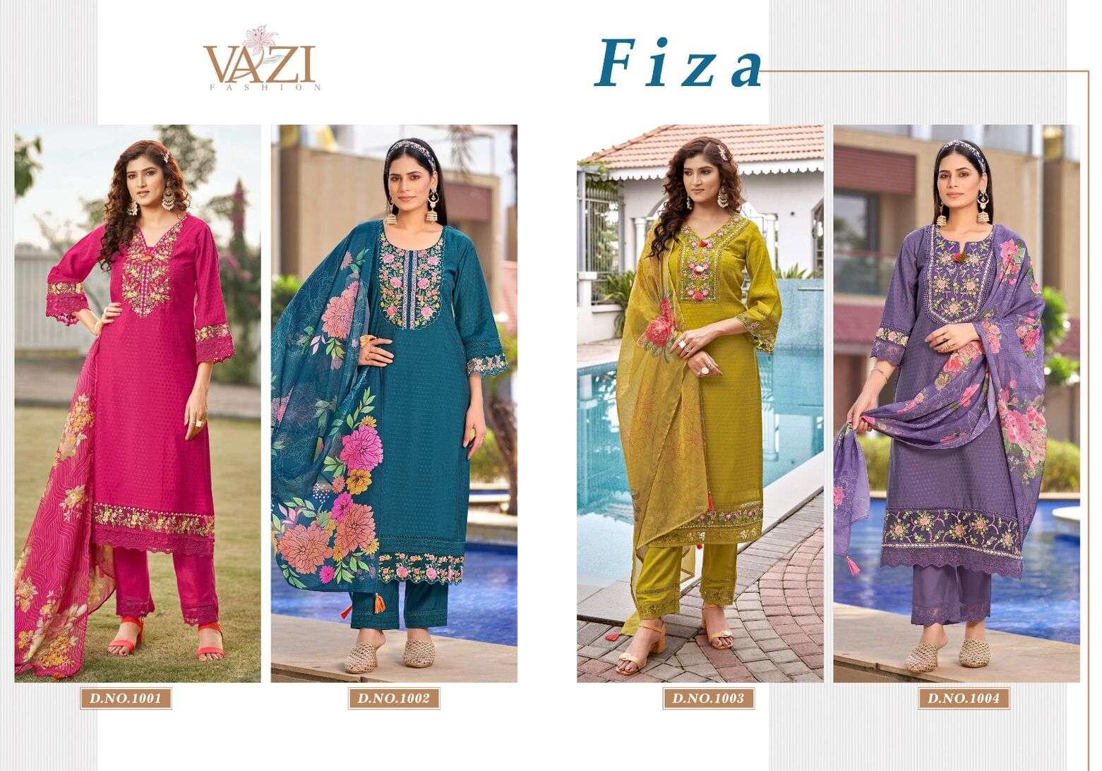 FIZA BY VAZI FASHION IN PURE VISCOSE SELF BUTTI WITH DESGINER FANCY THERD WITH HAND WORK