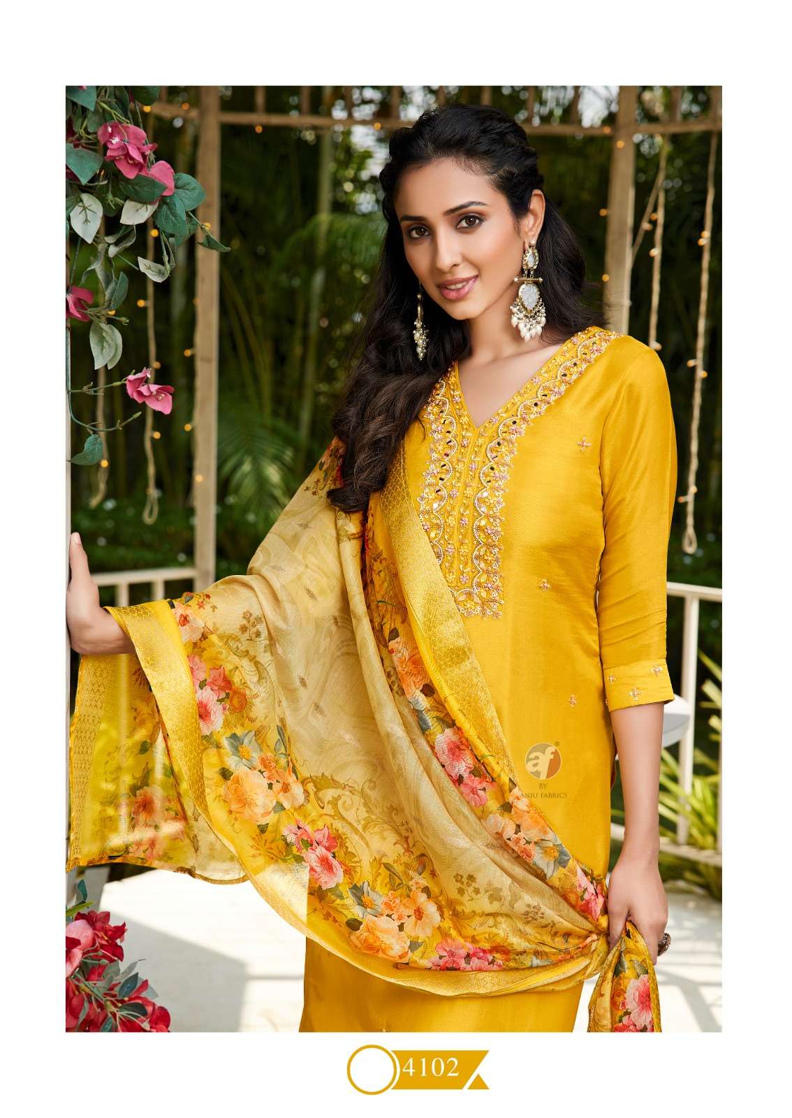 GHUNGHAT VOL-12 BY ANJU FABRICS PURE DOLA SILK HEAVY HANDWORK KURTI WITH WIDE PANT & DUPATTA 