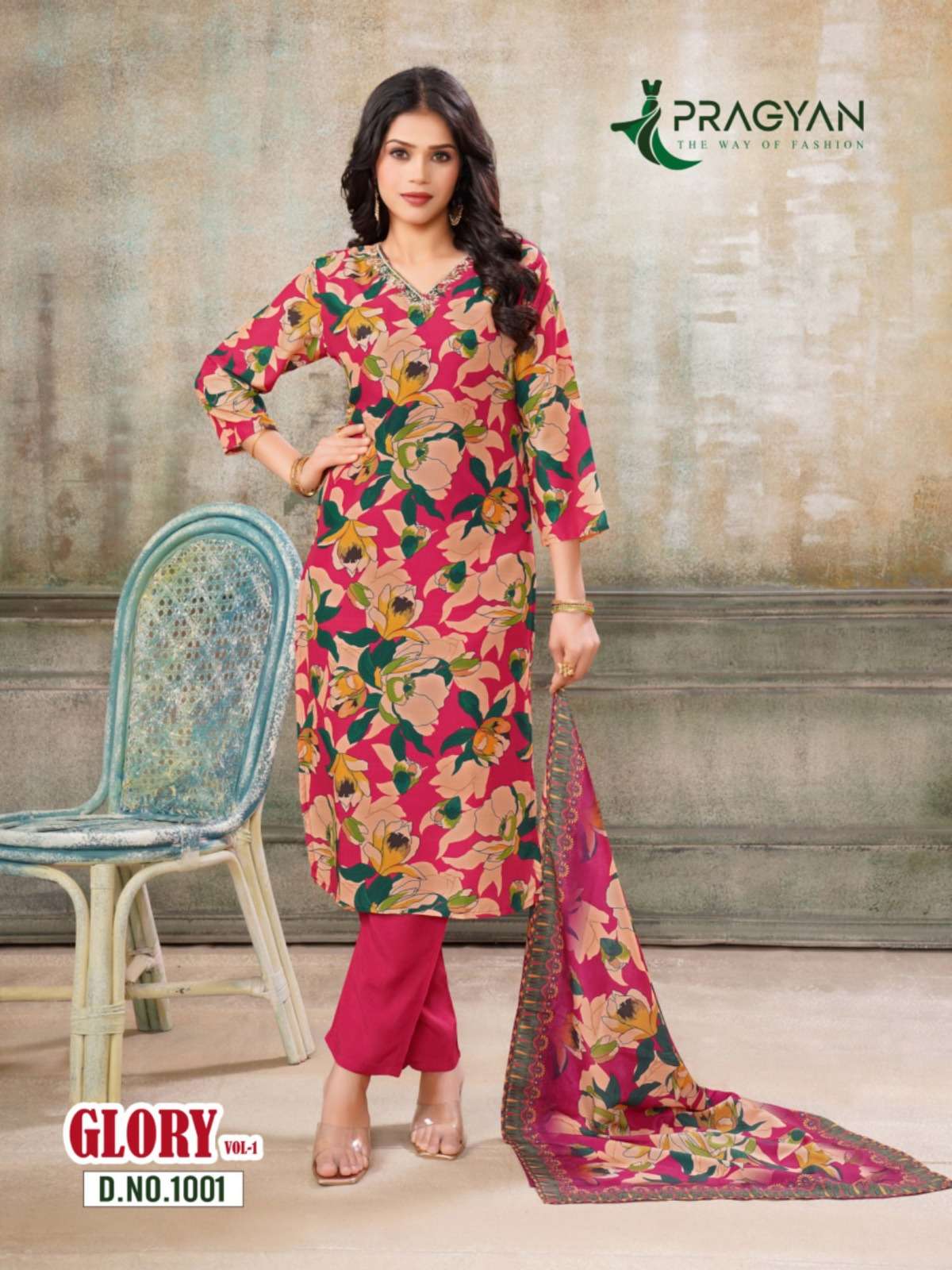 GLORY VOL-1 BY PRAGYAN HEAVY MUSLIN PRINT TOP WITH FULL ASTER