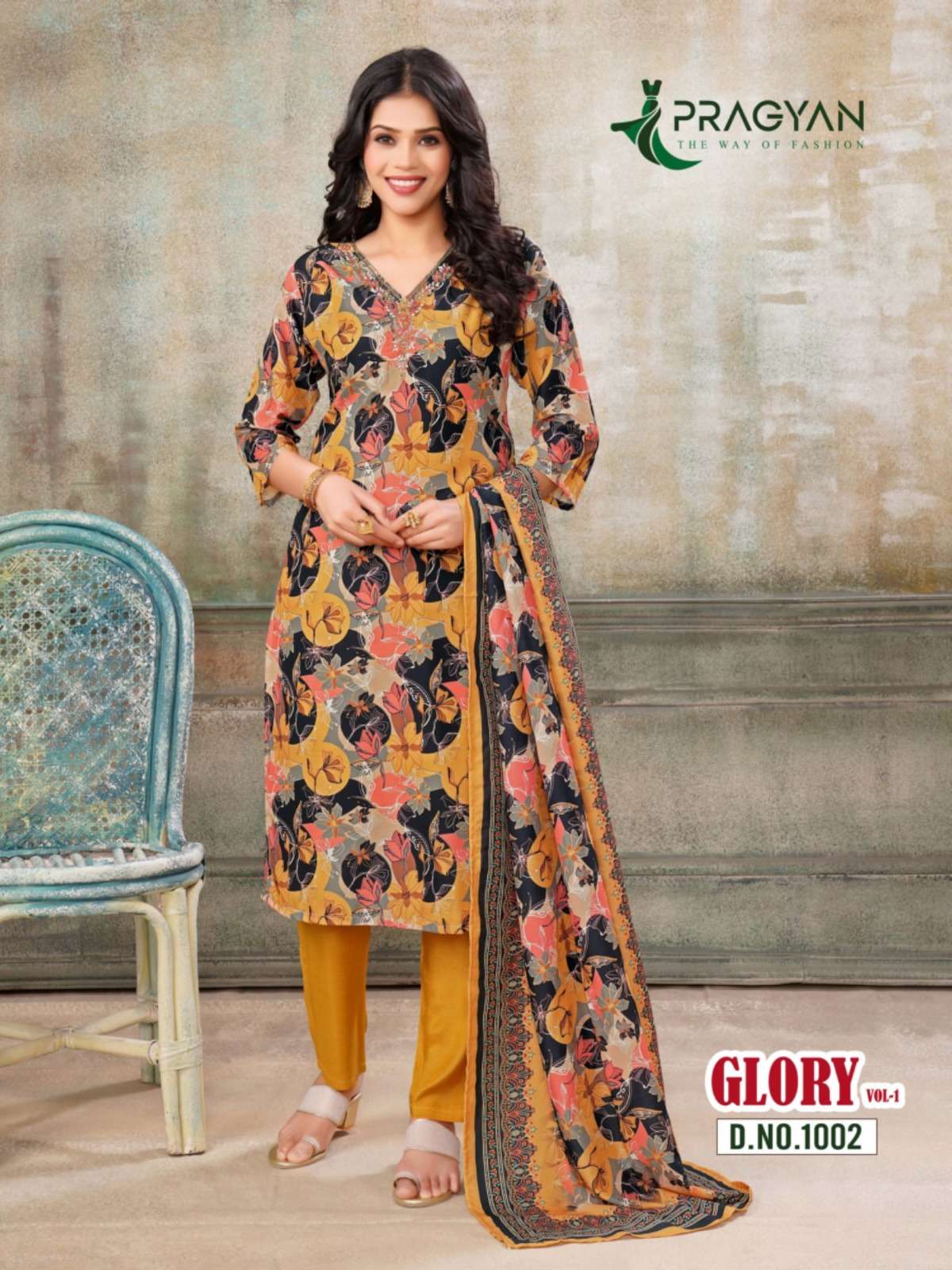 GLORY VOL-1 BY PRAGYAN HEAVY MUSLIN PRINT TOP WITH FULL ASTER