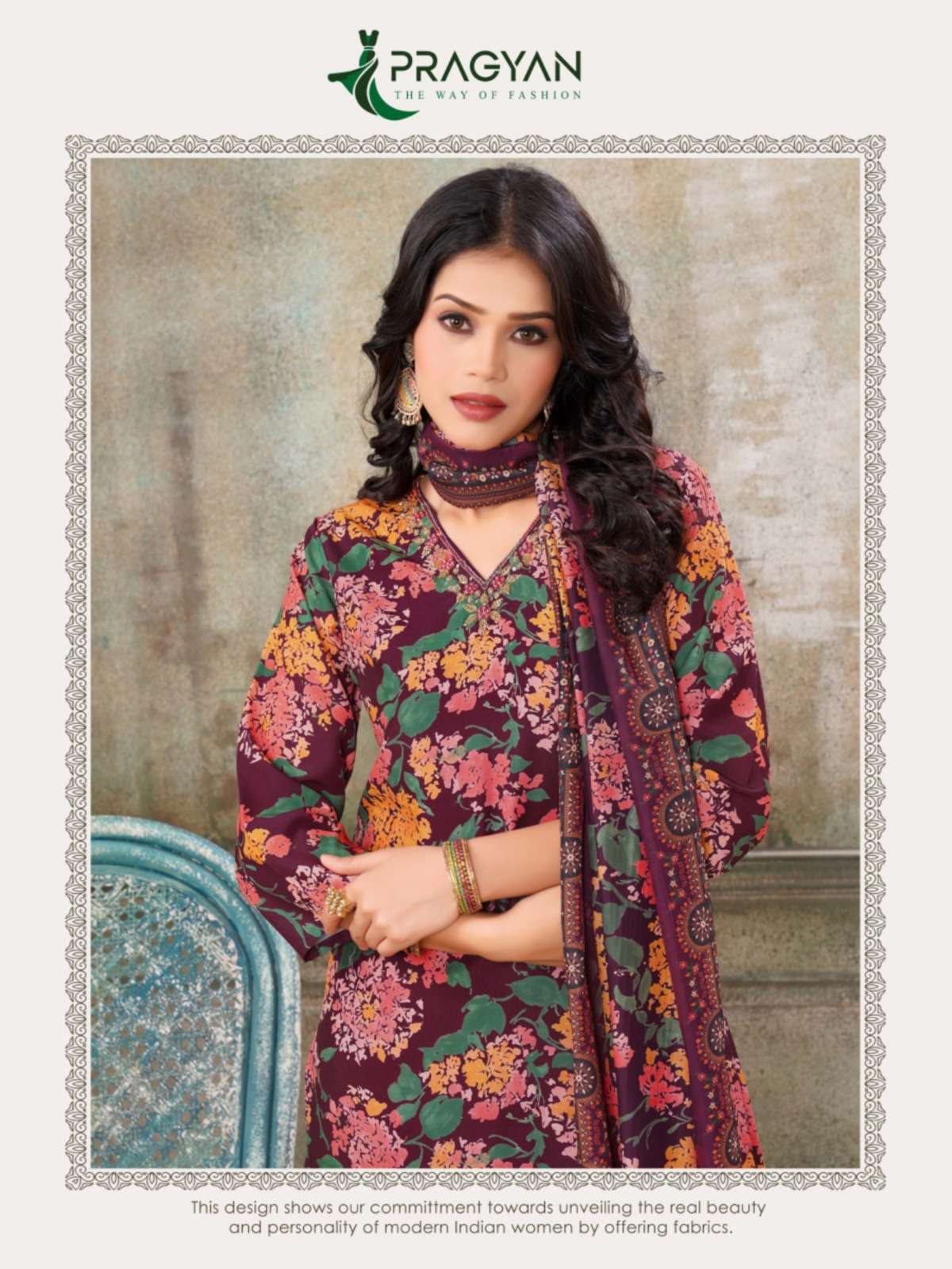 GLORY VOL-1 BY PRAGYAN HEAVY MUSLIN PRINT TOP WITH FULL ASTER