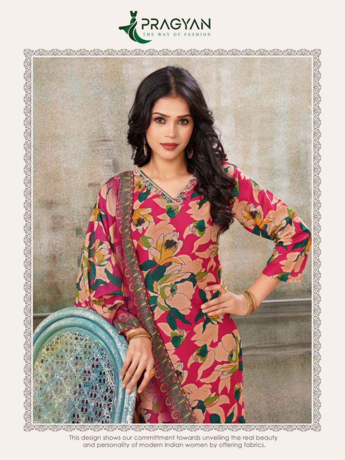 GLORY VOL-1 BY PRAGYAN HEAVY MUSLIN PRINT TOP WITH FULL ASTER