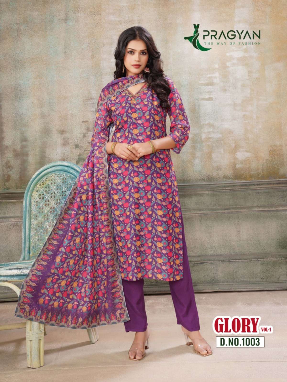 GLORY VOL-1 BY PRAGYAN HEAVY MUSLIN PRINT TOP WITH FULL ASTER