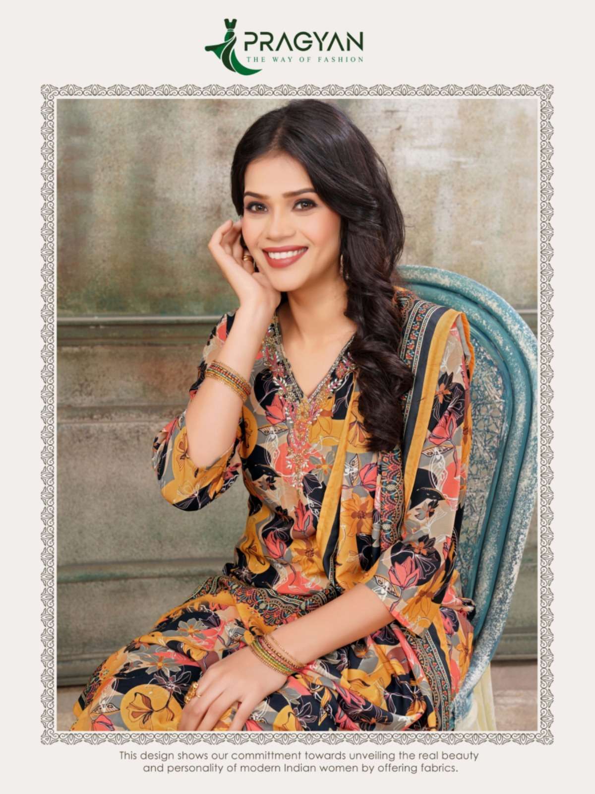 GLORY VOL-1 BY PRAGYAN HEAVY MUSLIN PRINT TOP WITH FULL ASTER