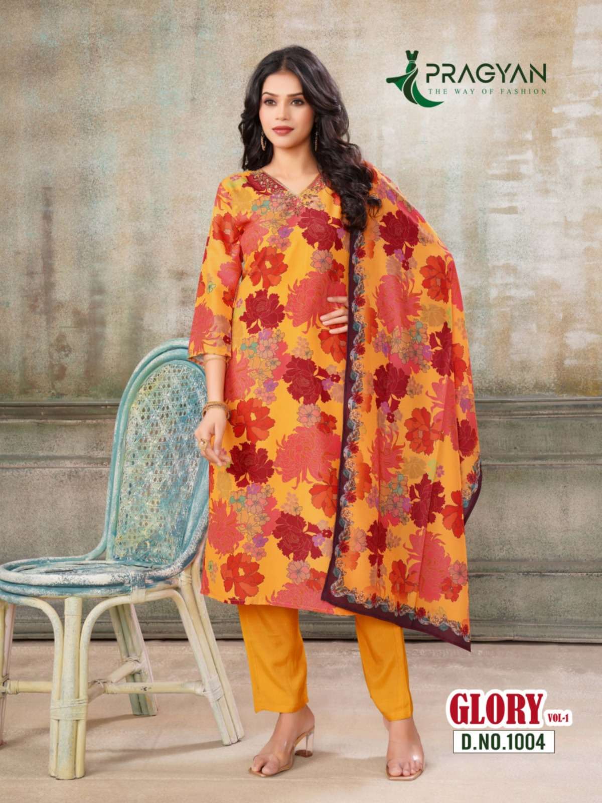 GLORY VOL-1 BY PRAGYAN HEAVY MUSLIN PRINT TOP WITH FULL ASTER