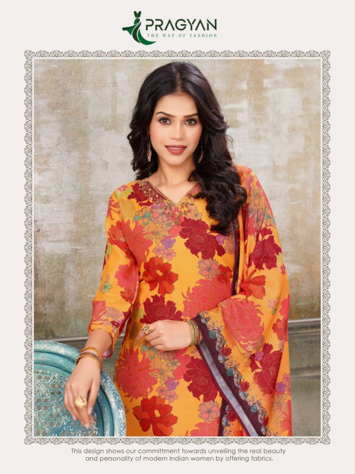 GLORY VOL-1 BY PRAGYAN HEAVY MUSLIN PRINT TOP WITH FULL ASTER