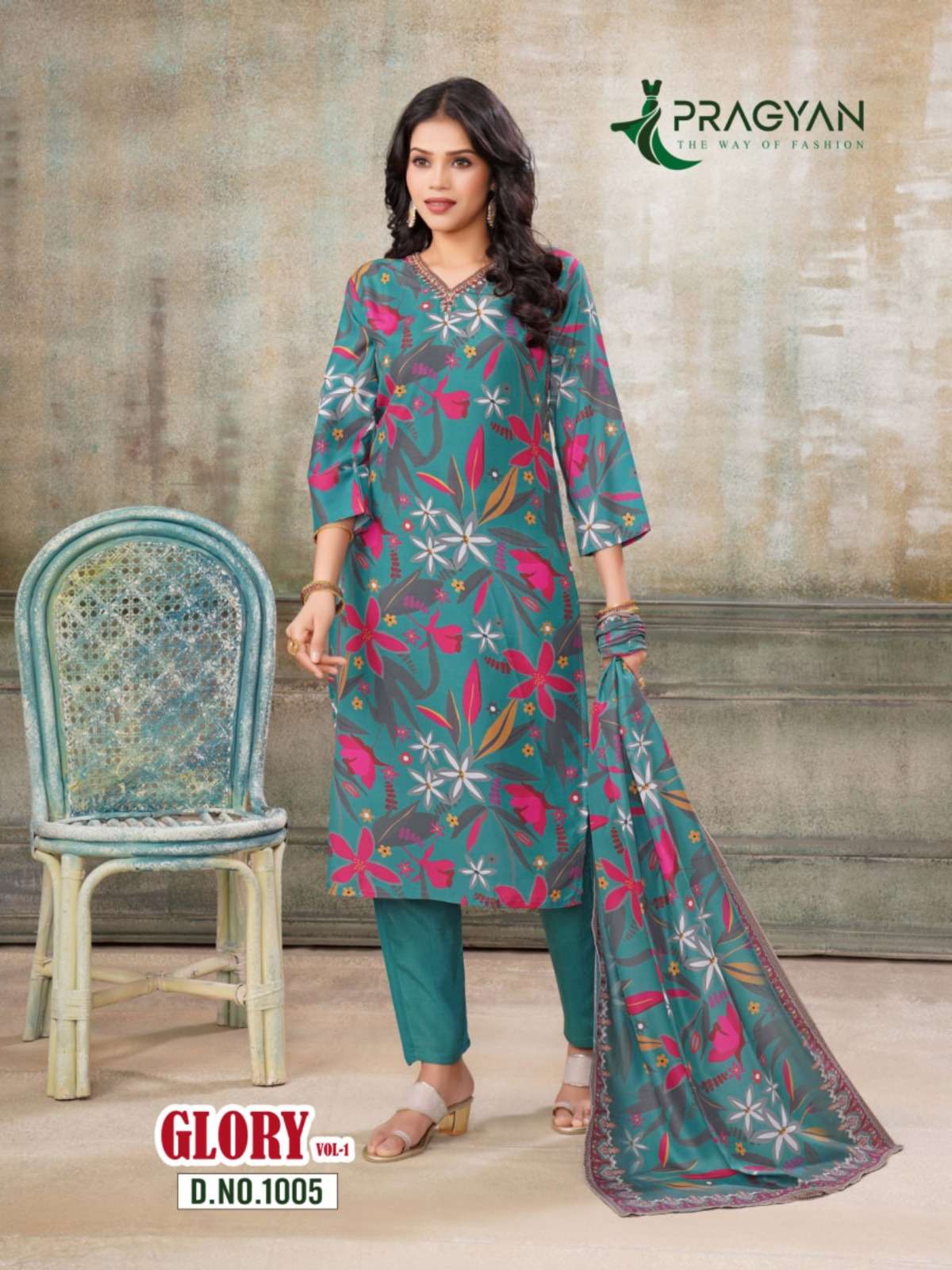 GLORY VOL-1 BY PRAGYAN HEAVY MUSLIN PRINT TOP WITH FULL ASTER