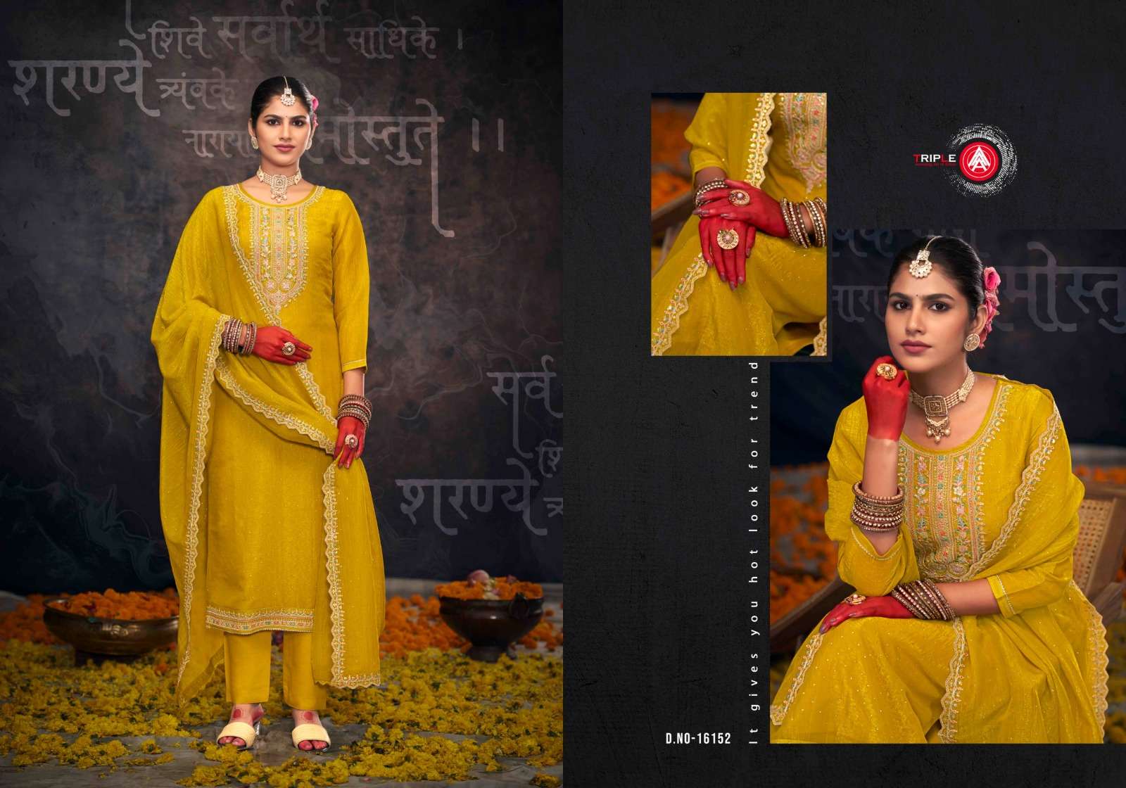 GULABI VOL-2 BY TRIPLE IN CRUNCHY SILK WITH HEAVY CORDING WORK AND JARKAN WORK