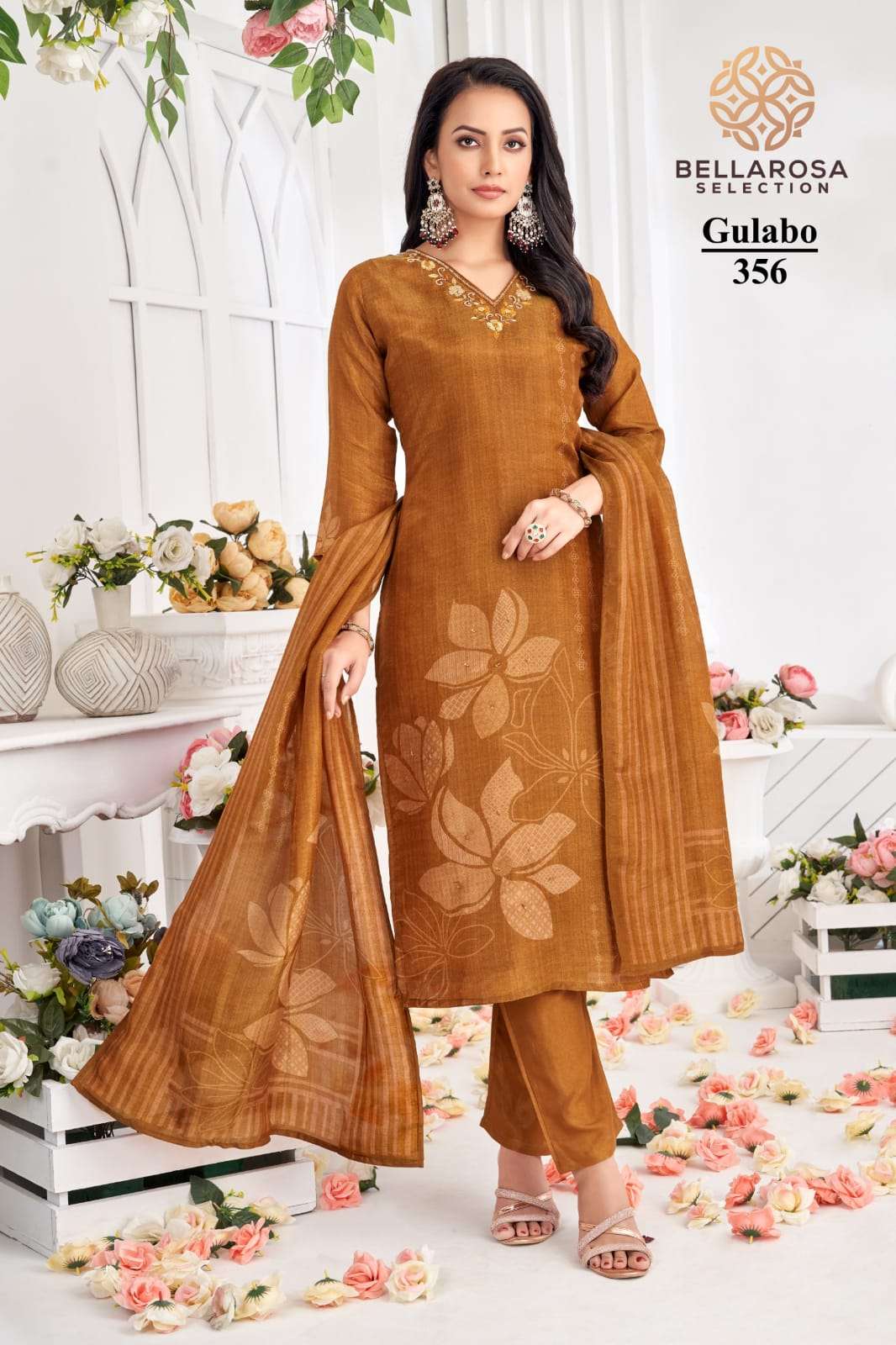 GULABO BY BELLAROSA IN PURE SHIMMER DIGITAL PRINT KURTI WITH HANDWORK AND PANT WITH POCKET