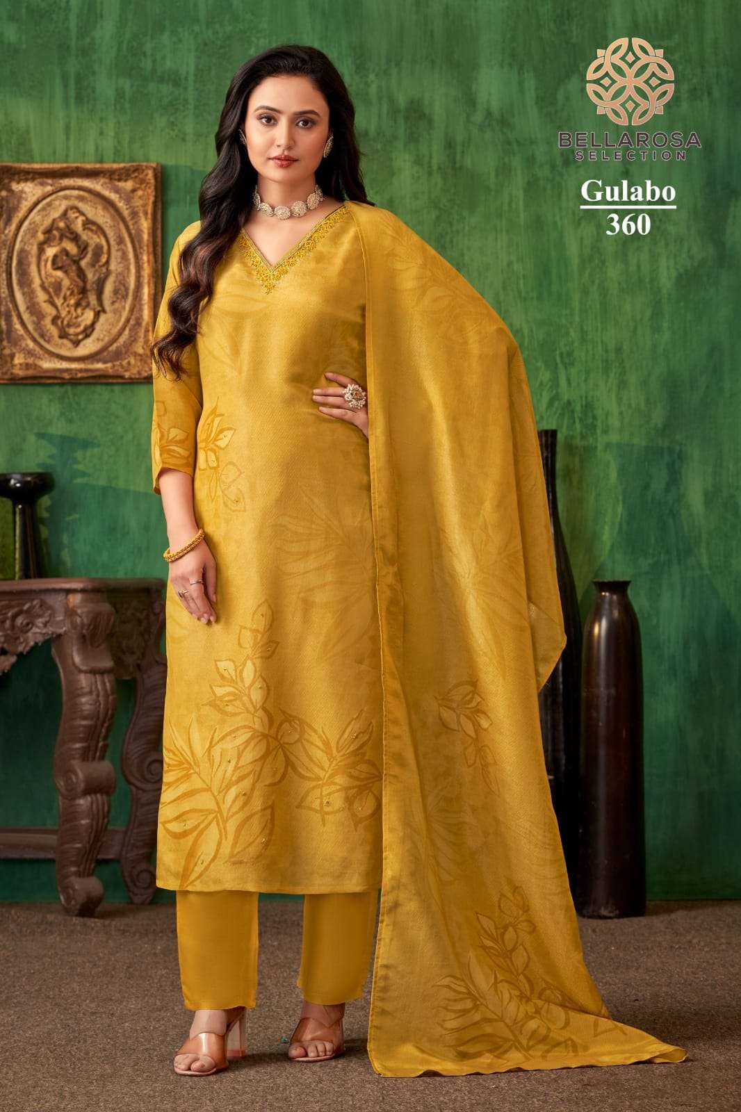 GULABO BY BELLAROSA IN PURE SHIMMER DIGITAL PRINT KURTI WITH HANDWORK AND PANT WITH POCKET