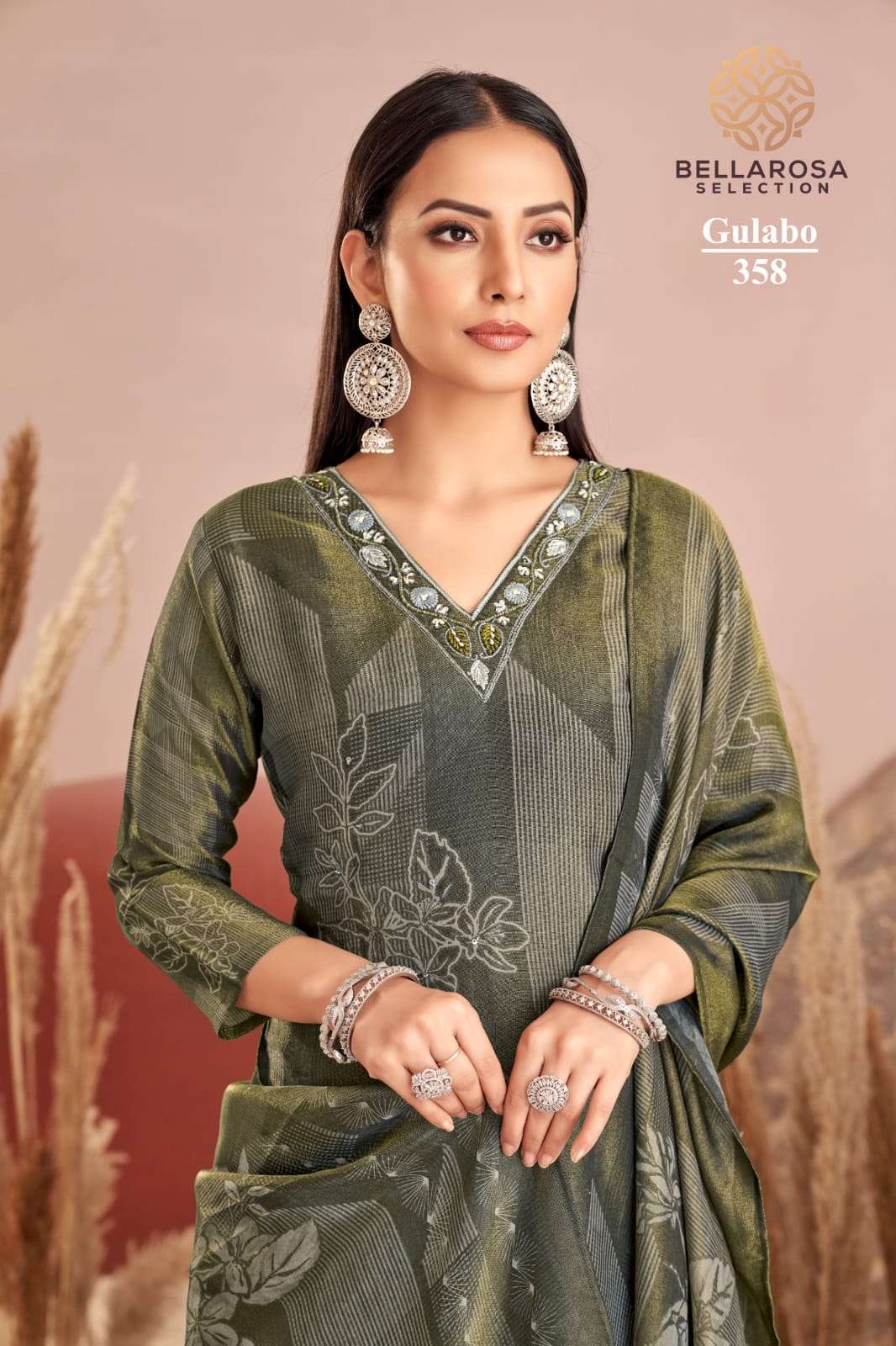 GULABO BY BELLAROSA IN PURE SHIMMER DIGITAL PRINT KURTI WITH HANDWORK AND PANT WITH POCKET