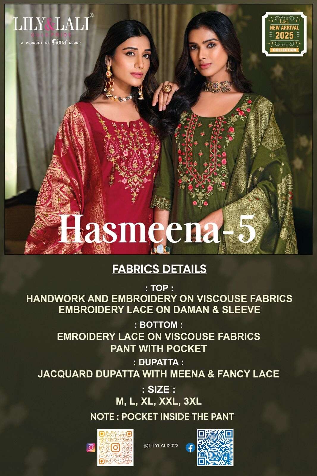 HASMEENA VOL-5 BY LILY & LALI IN VISCOUSE FABRICS AND EMBROIDERY LACE ON DAMAN & SLEEVE