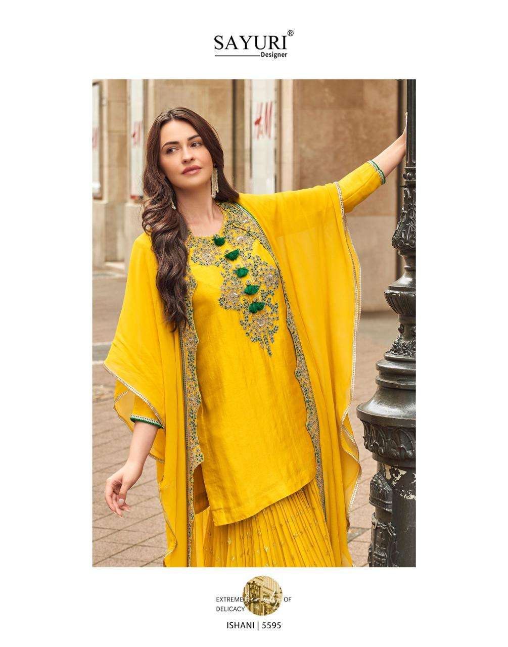 ISHANI BY SAYURI DESIGNER IN PREMIUM SILK & REAL GEROGETTE WITH EMBROIDERED