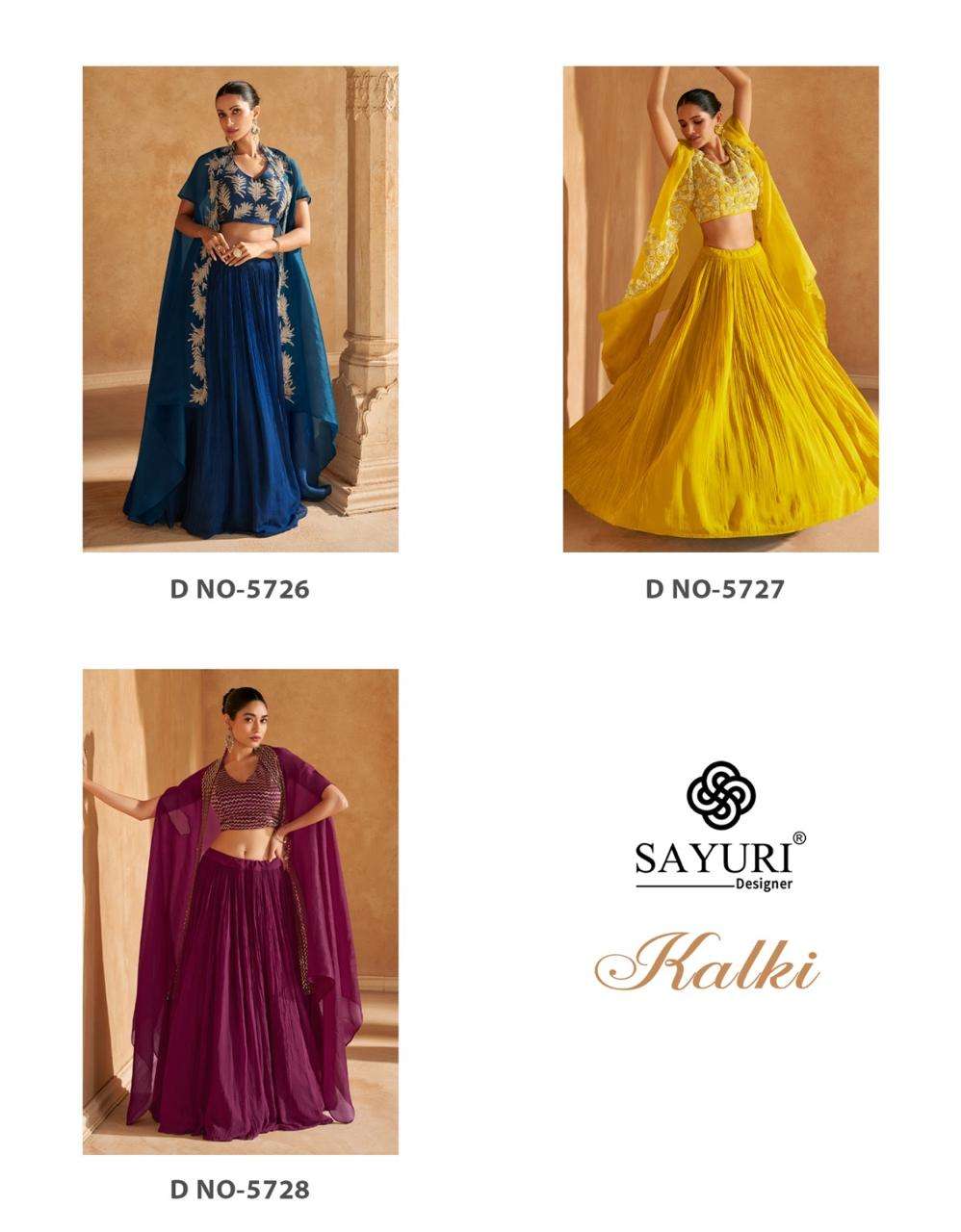 KALKI BY SAYURI DESIGNER IN REAL CHINON SILK AND HANDWORK WITH JACKET AND BLOUSE