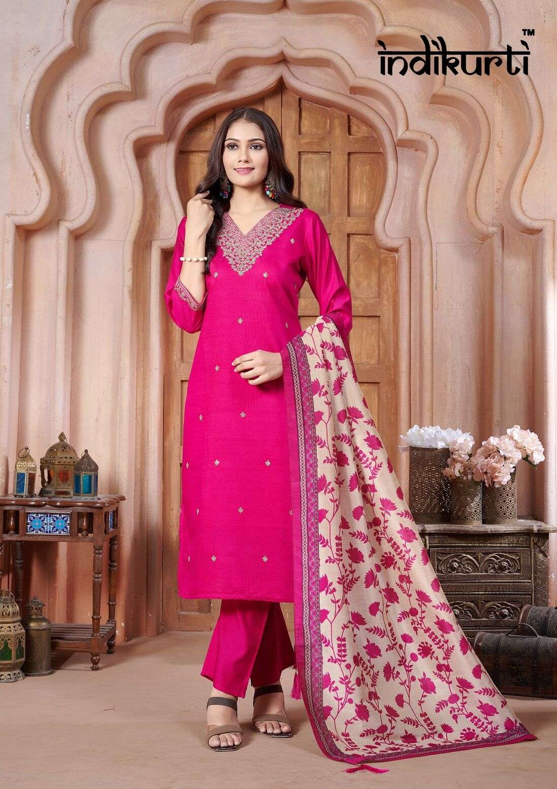 KARISHMA-2 BY INDIKURTI IN HEAVY VETICAN DYED WITH ASSAM SILK DIGITAL PRINT DUPATTA