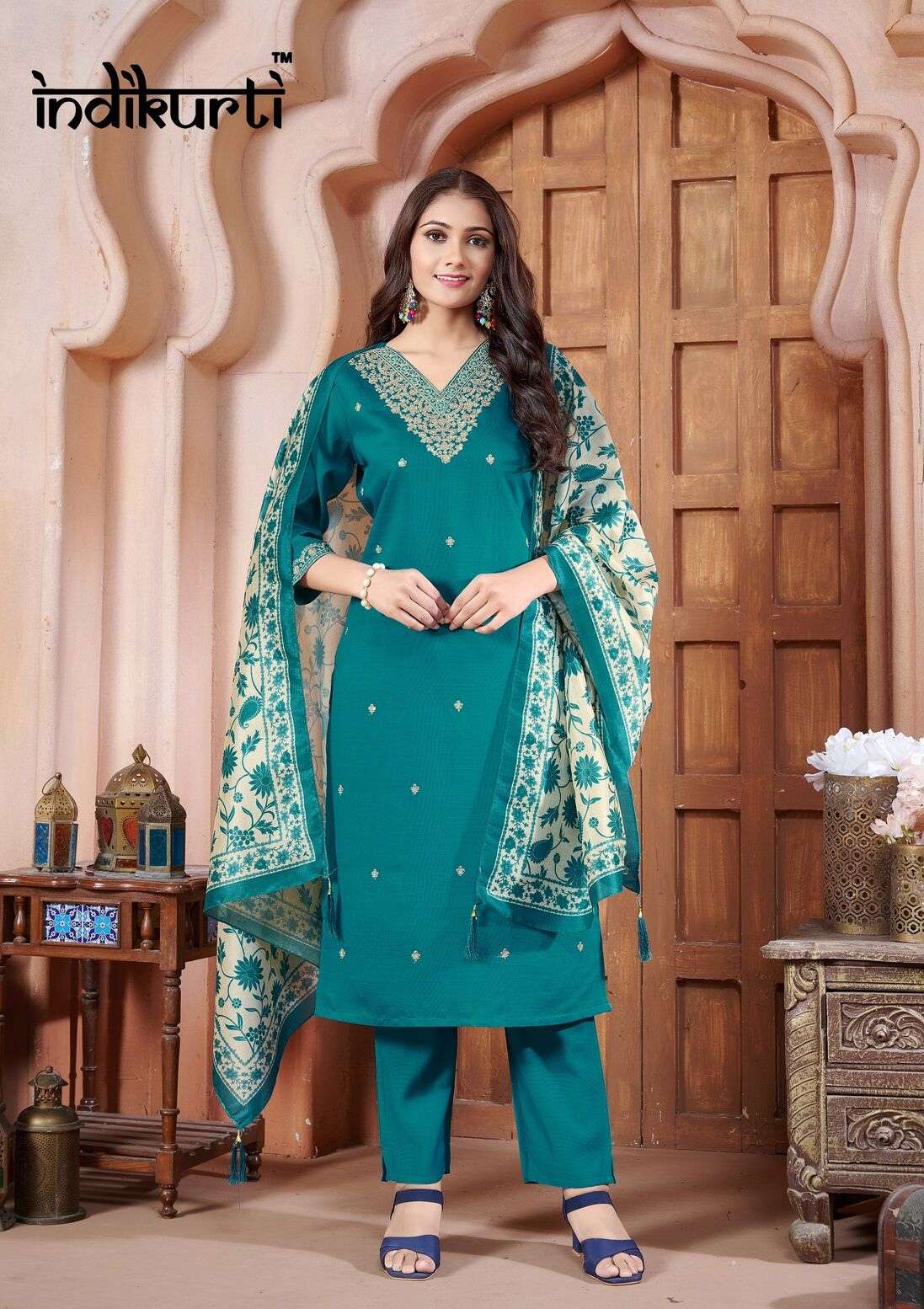 KARISHMA-2 BY INDIKURTI IN HEAVY VETICAN DYED WITH ASSAM SILK DIGITAL PRINT DUPATTA