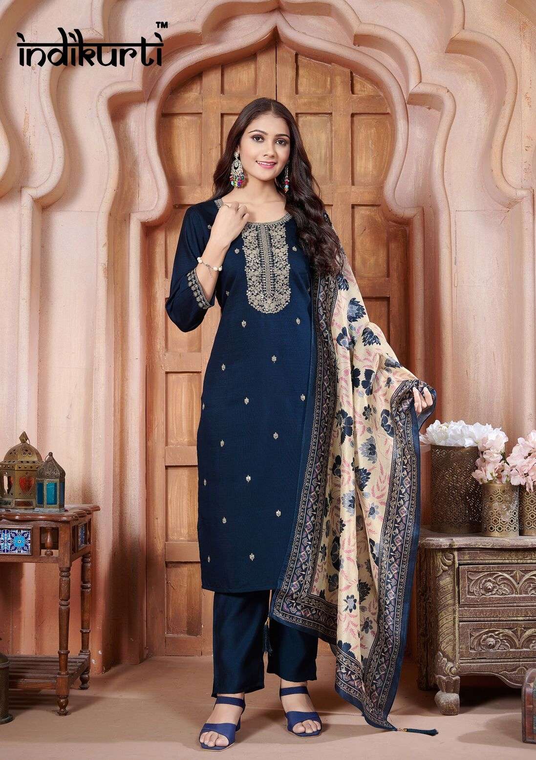 KARISHMA-2 BY INDIKURTI IN HEAVY VETICAN DYED WITH ASSAM SILK DIGITAL PRINT DUPATTA