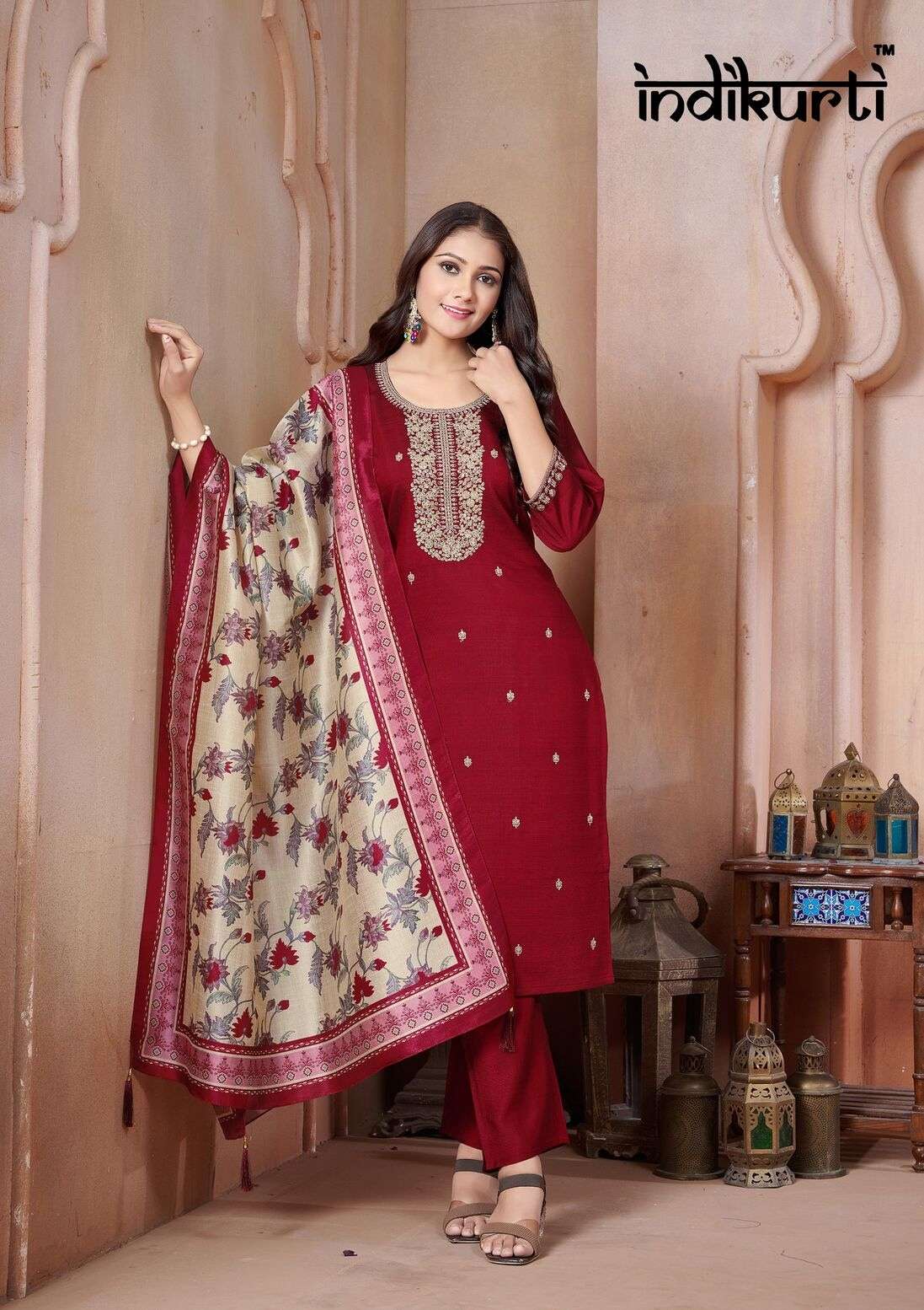 KARISHMA-2 BY INDIKURTI IN HEAVY VETICAN DYED WITH ASSAM SILK DIGITAL PRINT DUPATTA