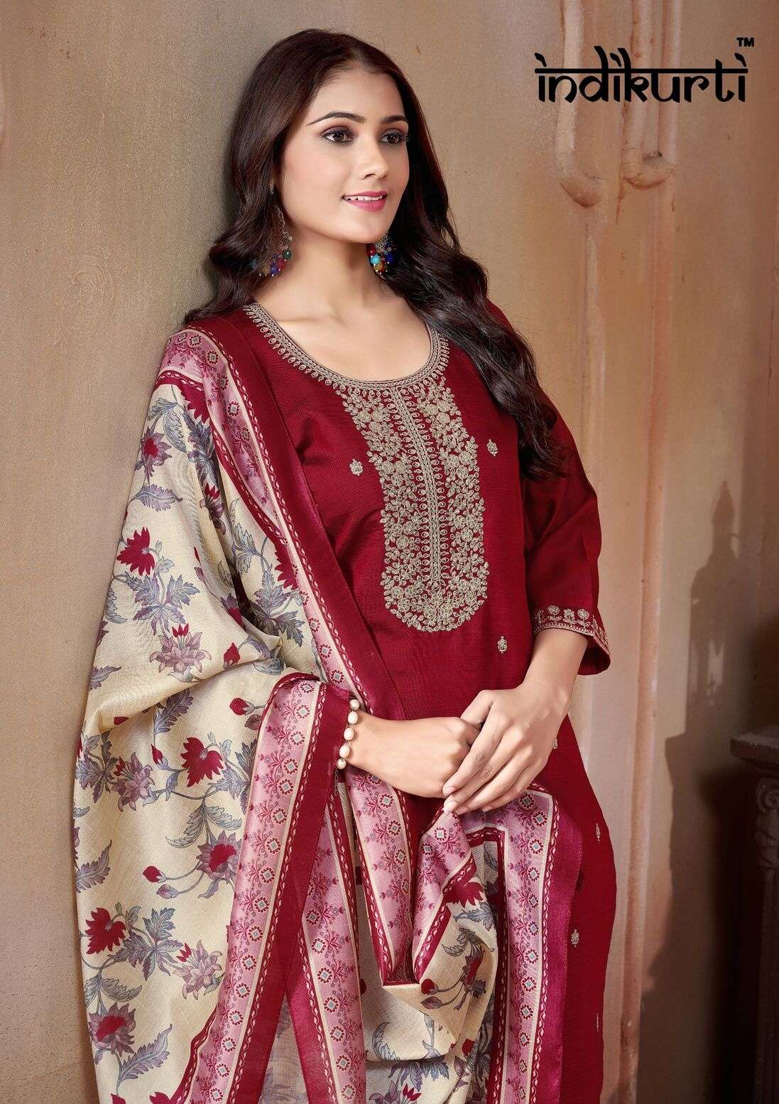 KARISHMA-2 BY INDIKURTI IN HEAVY VETICAN DYED WITH ASSAM SILK DIGITAL PRINT DUPATTA