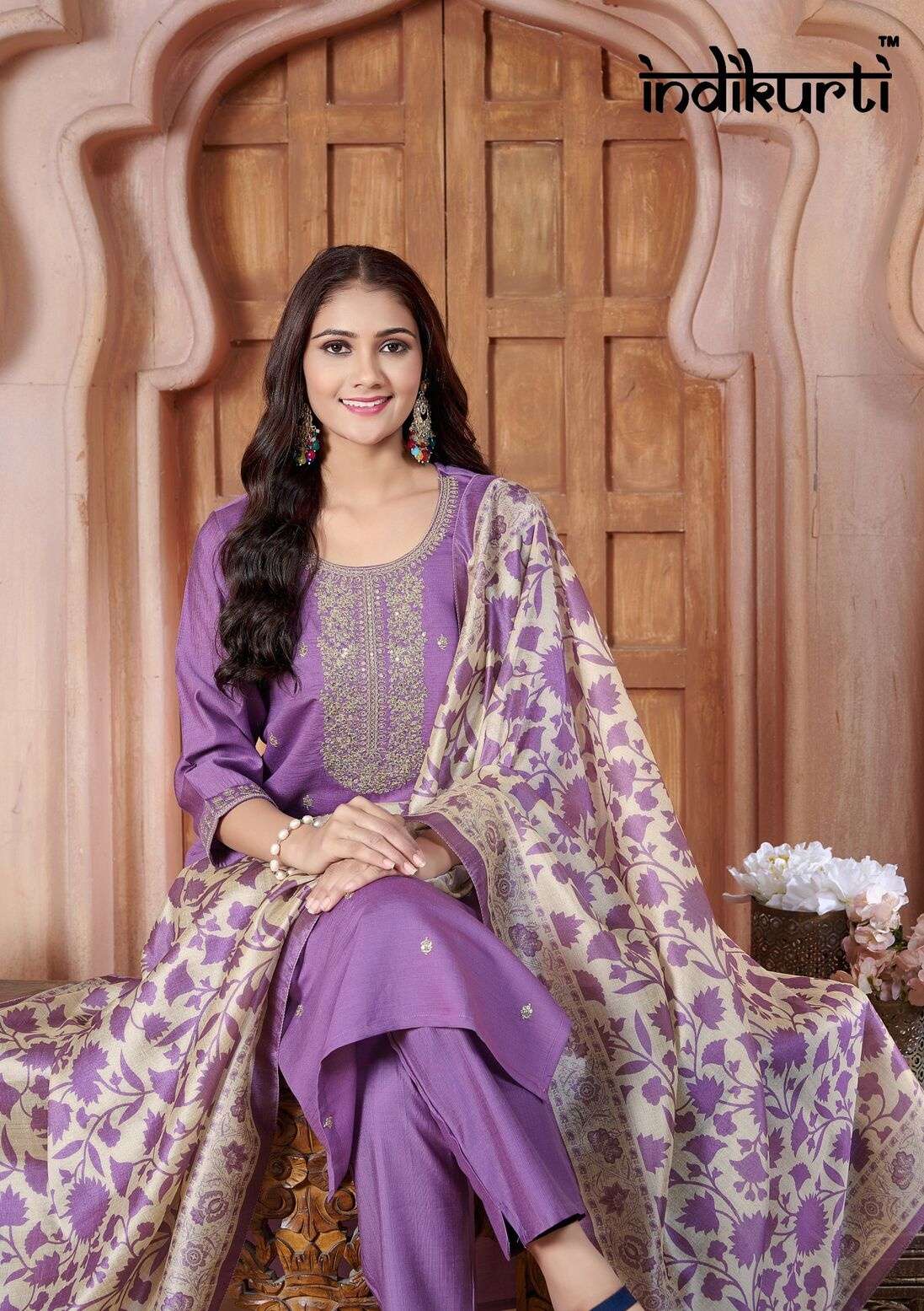 KARISHMA-2 BY INDIKURTI IN HEAVY VETICAN DYED WITH ASSAM SILK DIGITAL PRINT DUPATTA