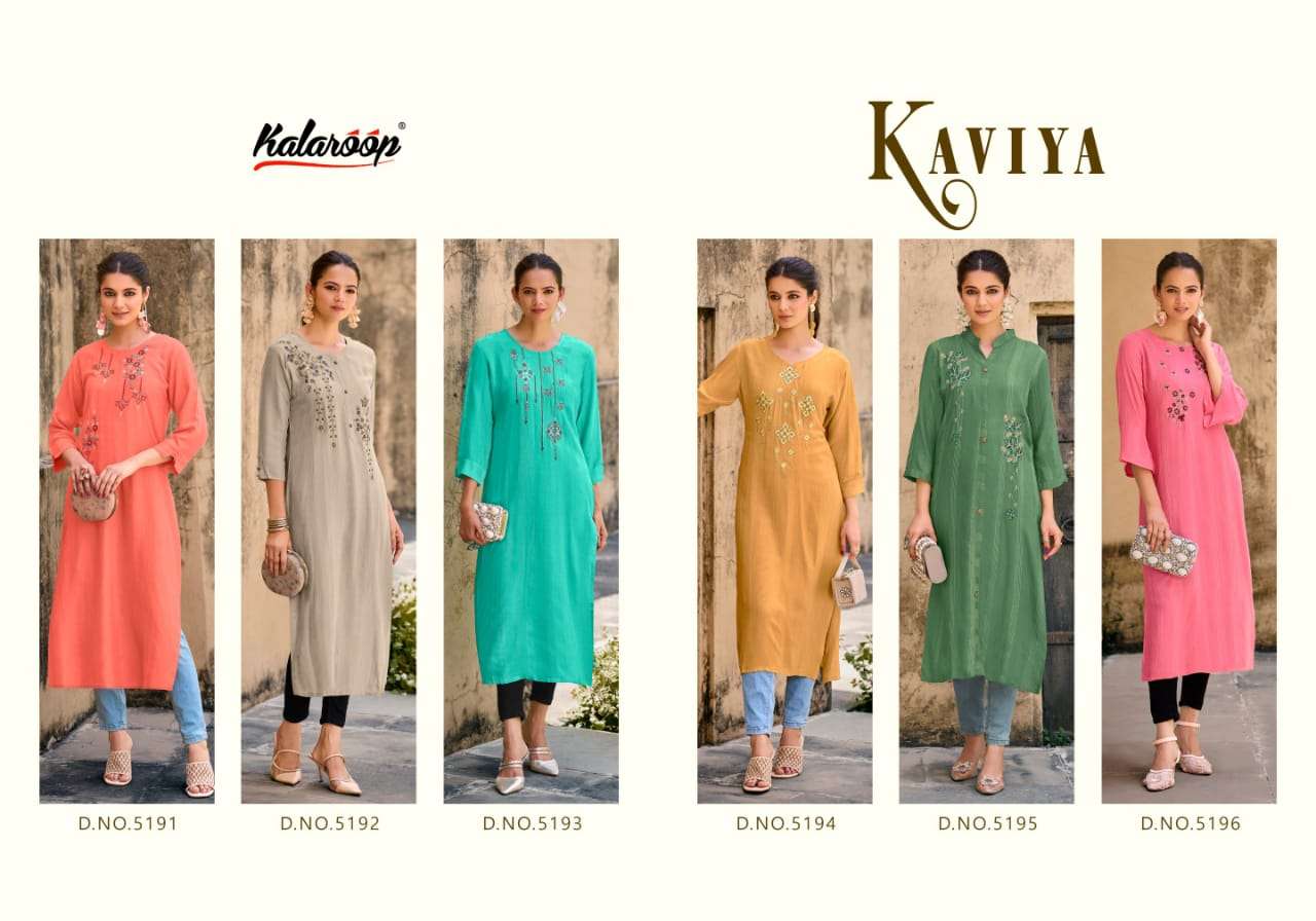 KAVIYA BY KALAROOP IN FANCY WEAIVING FABRICS WITH EMBROIDERY & STONE WORK
