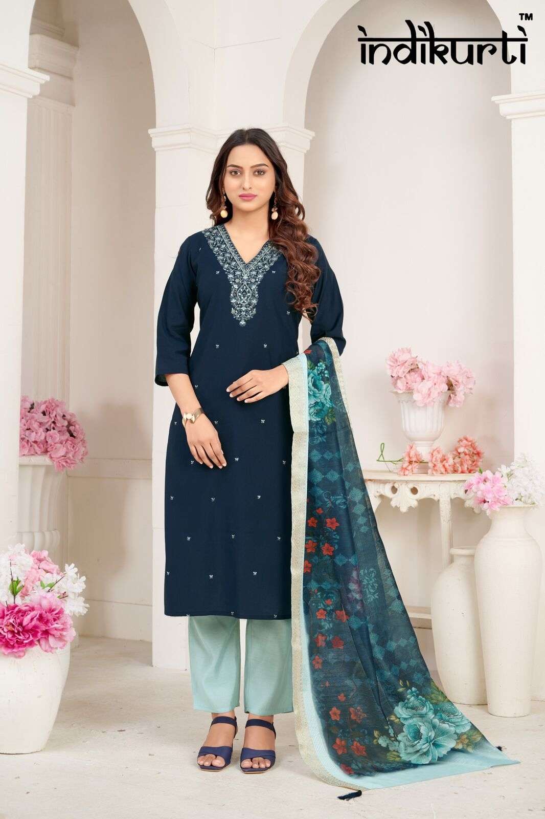 KIARA BY INDIKURTI IN  PV HEAVY ROMAN WITH INNER HEAVY CRAPE