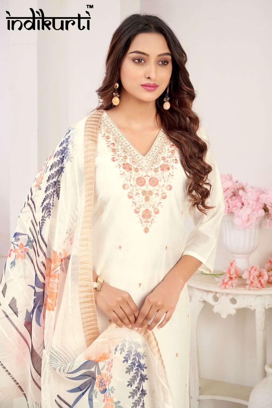 KIARA BY INDIKURTI IN  PV HEAVY ROMAN WITH INNER HEAVY CRAPE