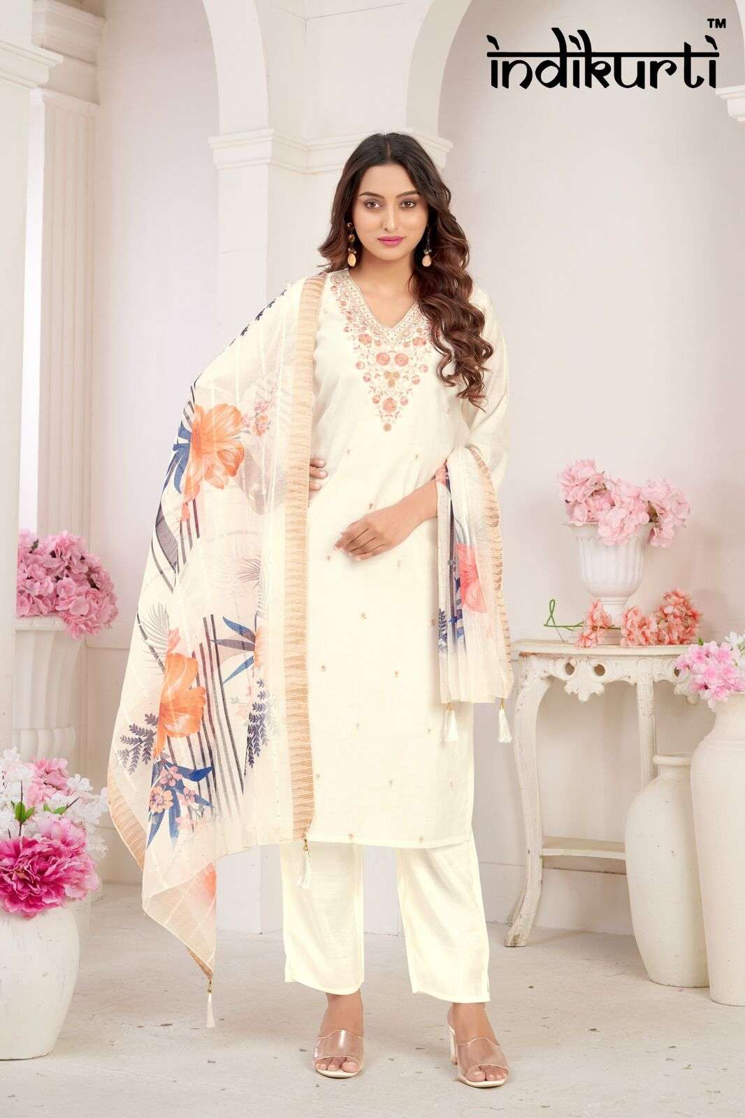 KIARA BY INDIKURTI IN  PV HEAVY ROMAN WITH INNER HEAVY CRAPE